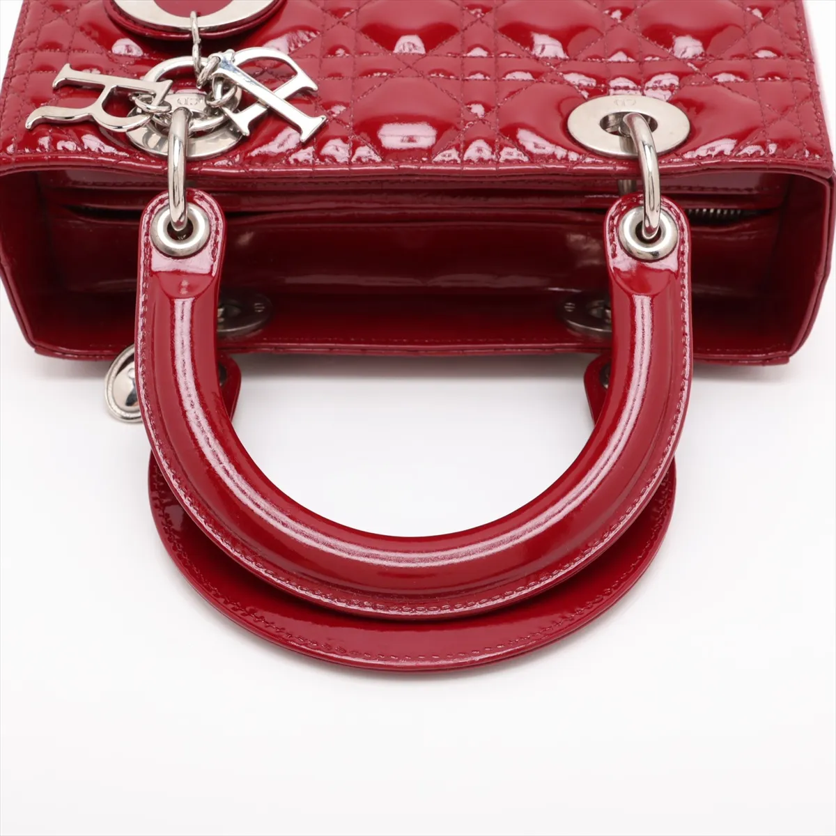 Cannage Lady Dior Patent Leather 2-Way Handbag, Red — view 5