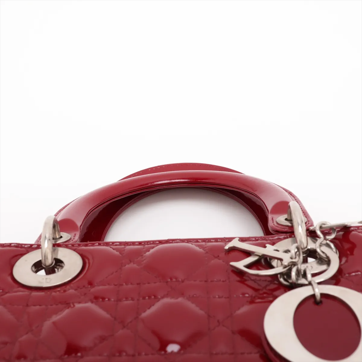 Cannage Lady Dior Patent Leather 2-Way Handbag, Red — view 6
