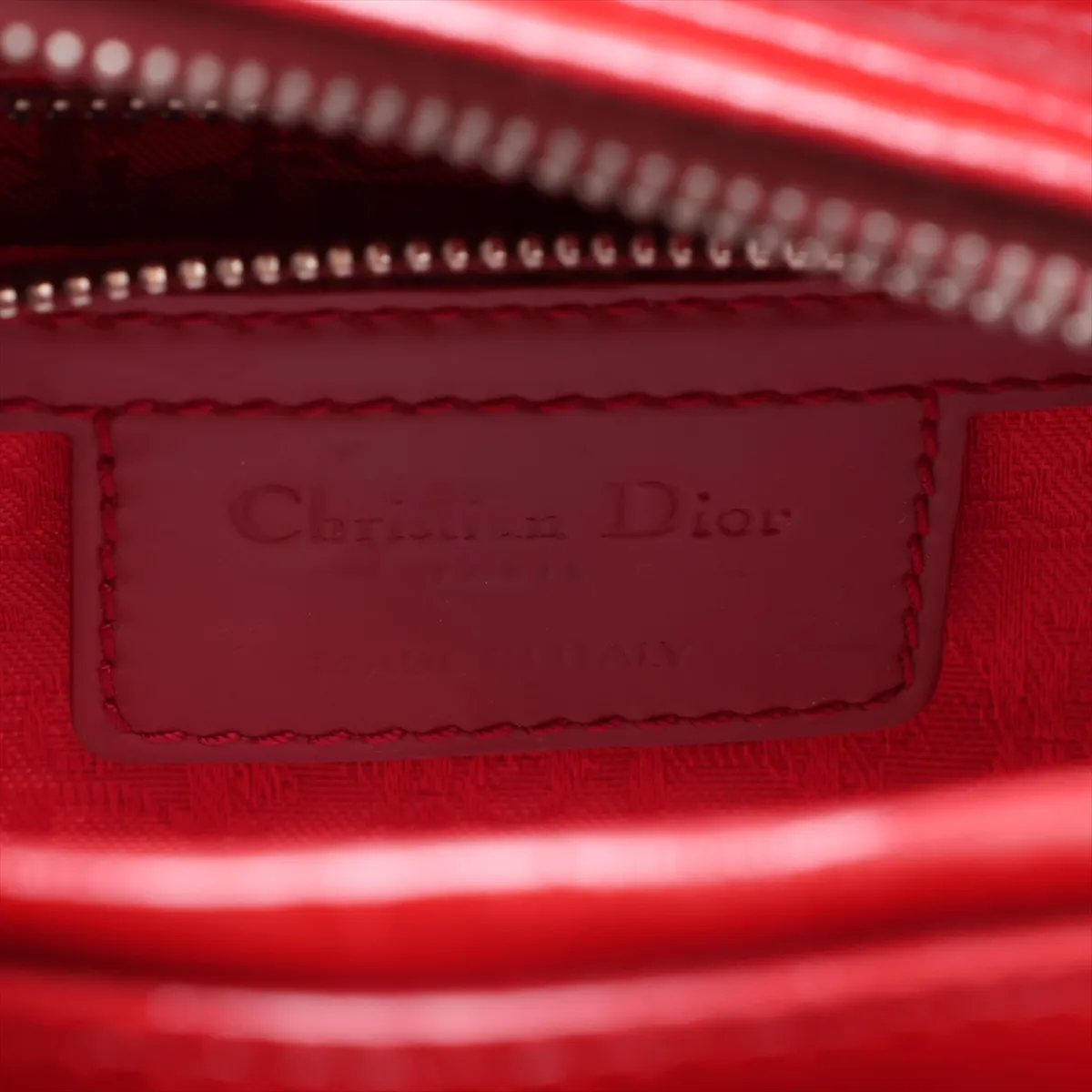 Cannage Lady Dior Patent Leather 2-Way Handbag, Red — view 10