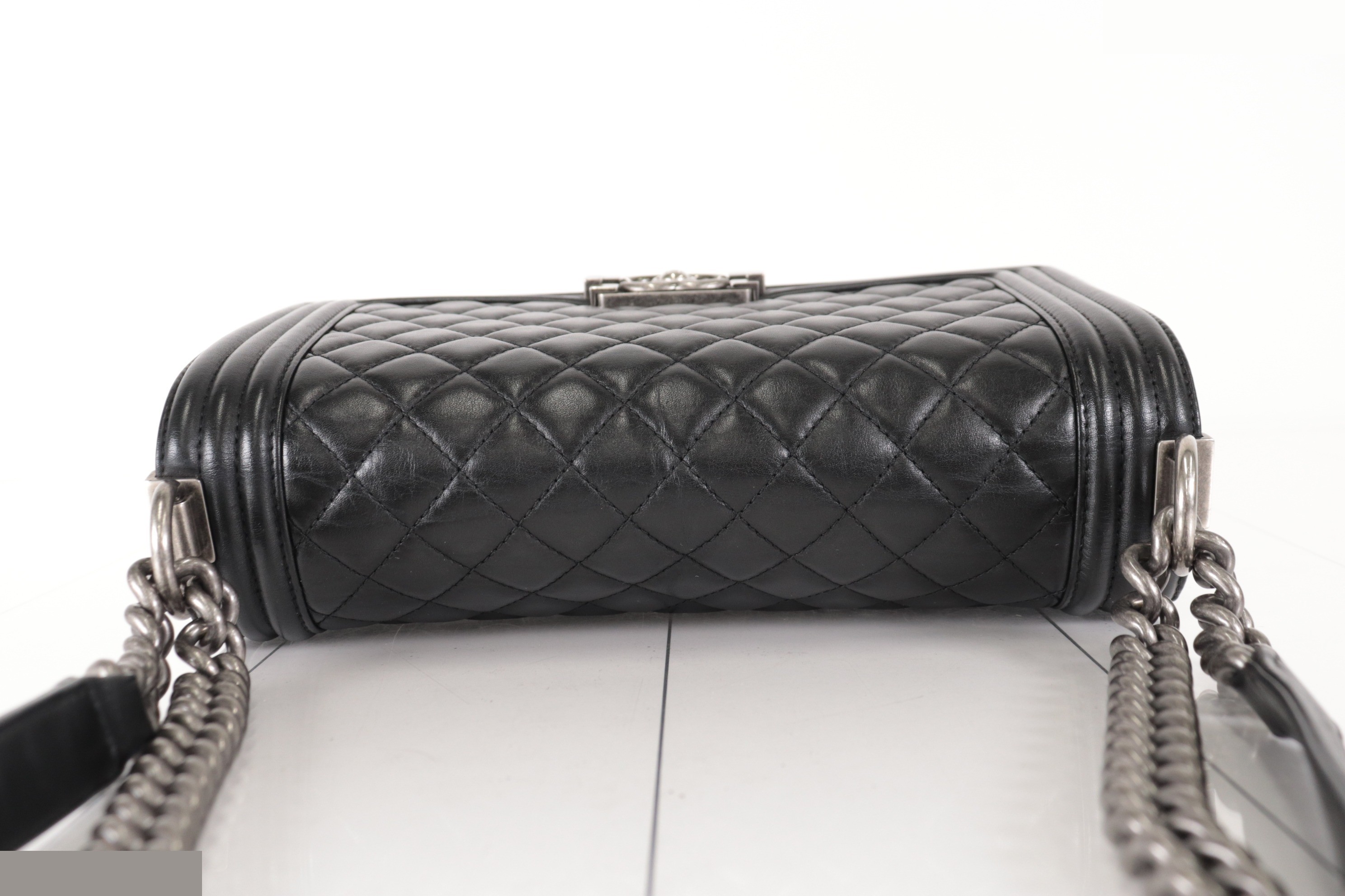 Boy Chanel Lambskin Chain Shoulder Bag, Silver Hardware, Series 20s — view 6