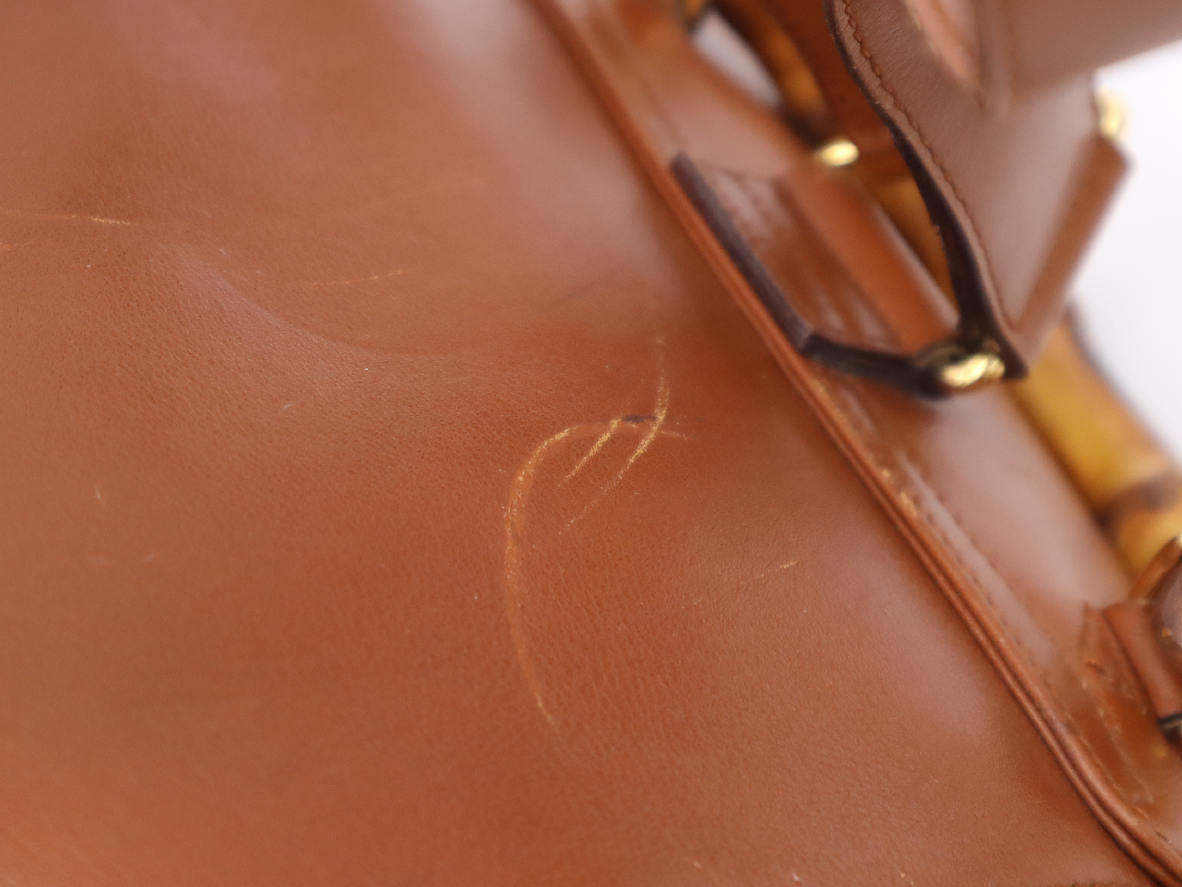 003-2058-0016 Leather Bamboo Backpack Brown Gold Hardware Backpack — view 11