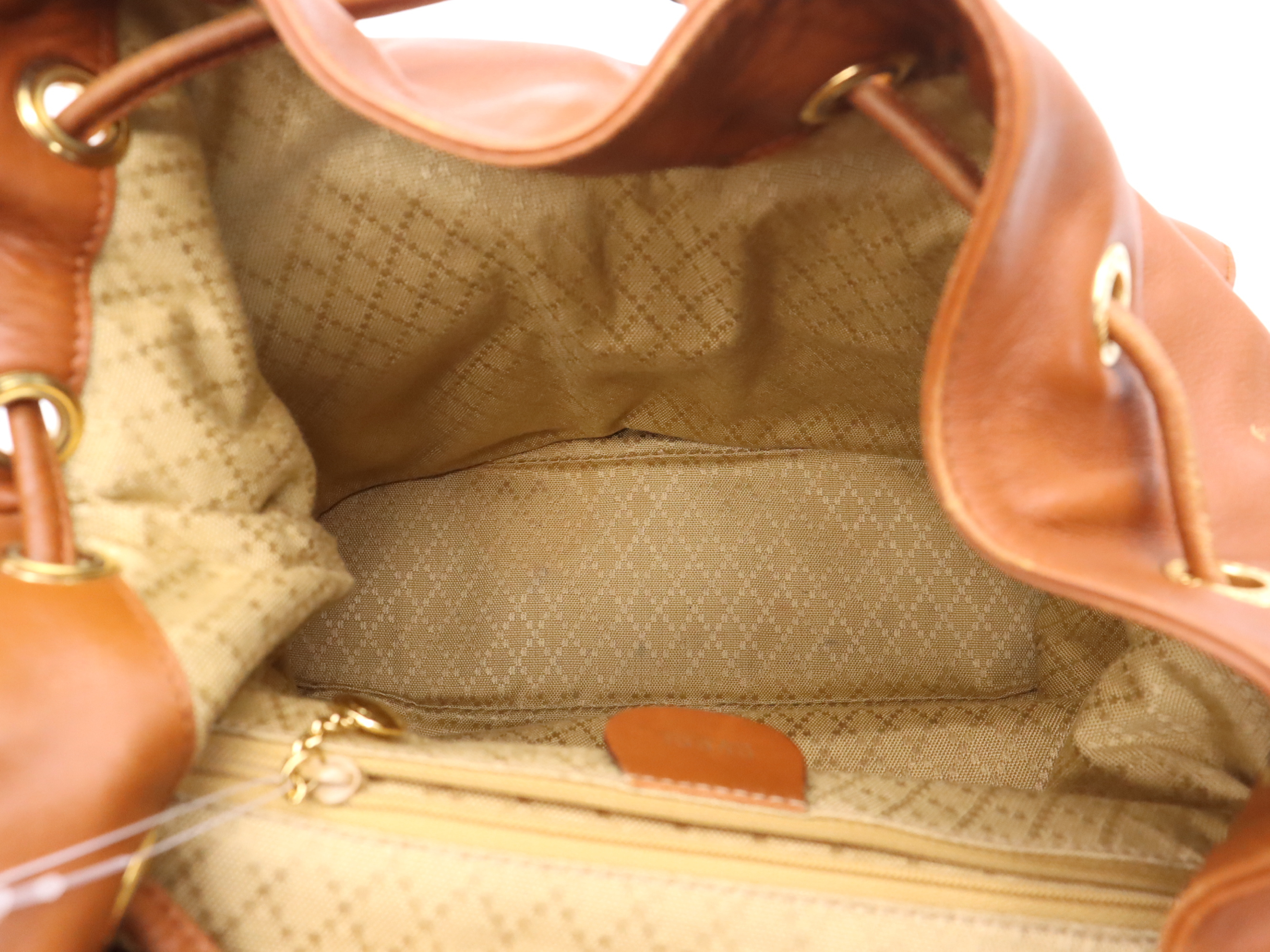 003-2058-0016 Leather Bamboo Backpack Brown Gold Hardware Backpack — view 14