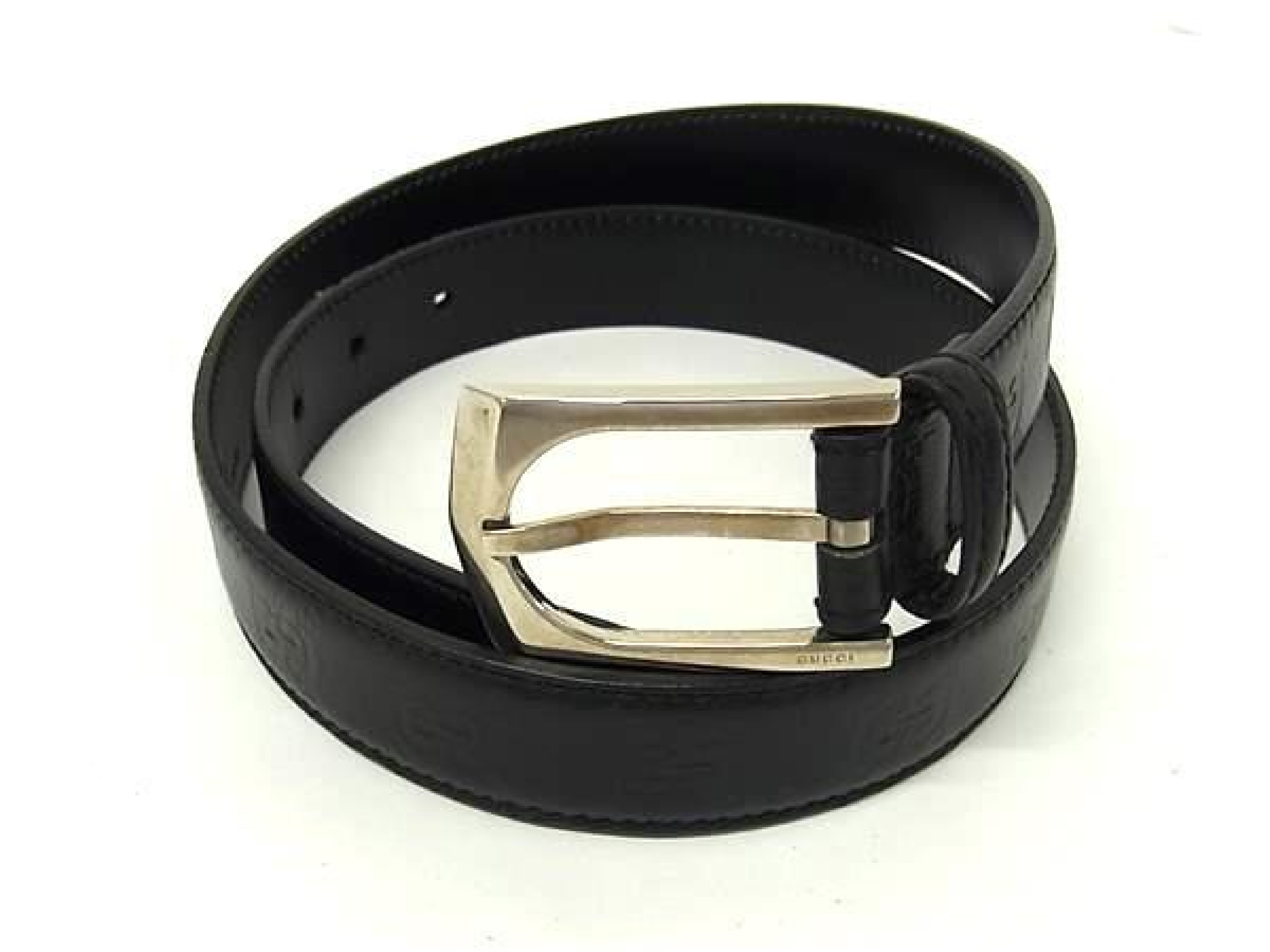 Guccissima Leather Belt with Silver Hardware, Business Style, Men's, Black, FZ6516 Belt