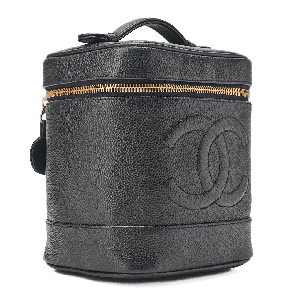 Caviar leather, Coco Mark, vanity case, black, gold hardware, serial number 6. — view 3