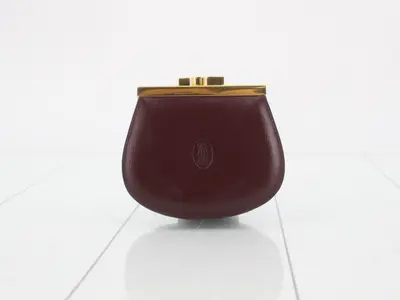 Must-Do coin purse, leather/Bordeaux, GP hardware, box, warranty included.
