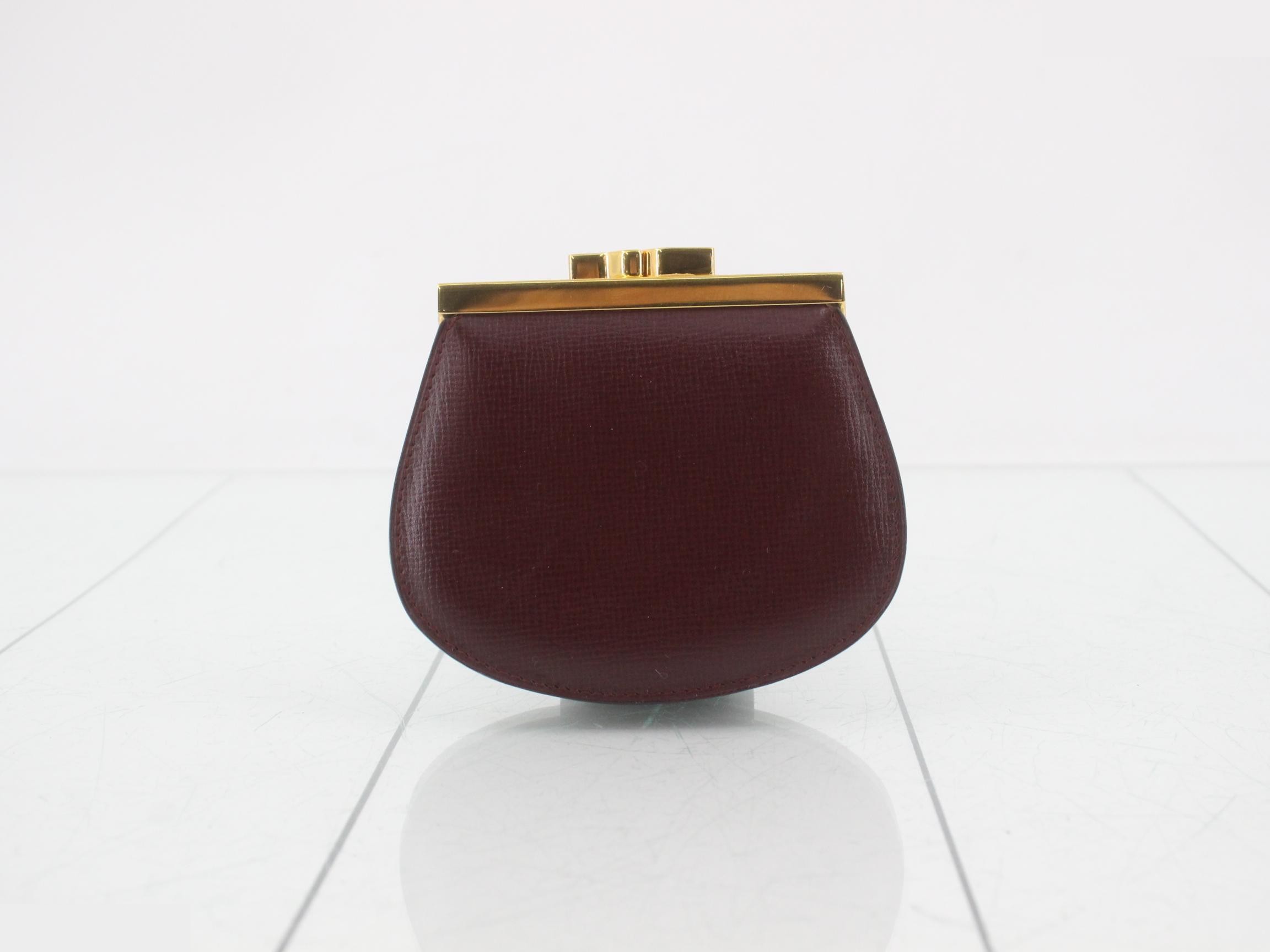 Must-Do coin purse, leather/Bordeaux, GP hardware, box, warranty included. — view 2