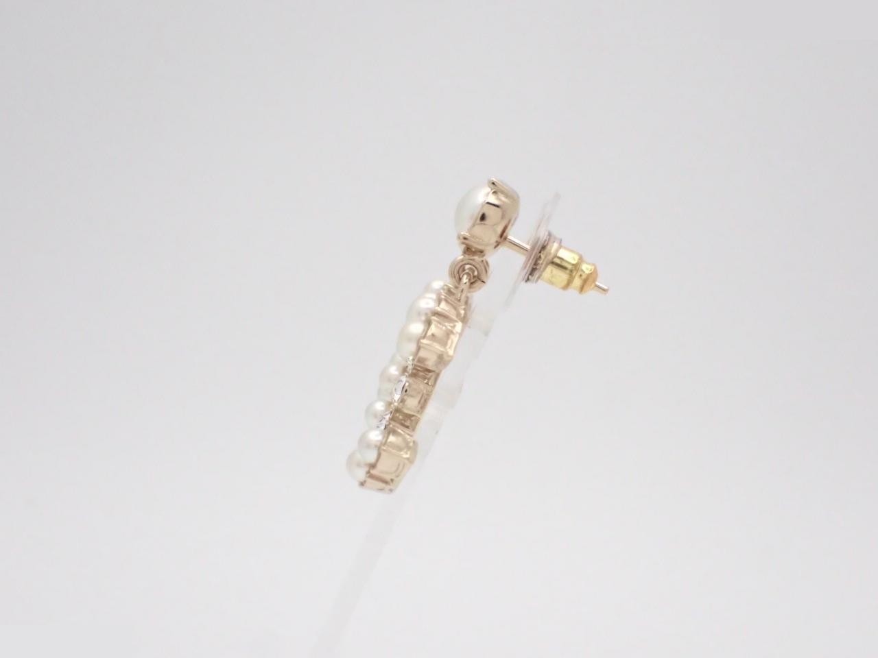 earrings, Coco Mark design, pearl and stone, B20B, width 2.5cm, height 3cm — view 3