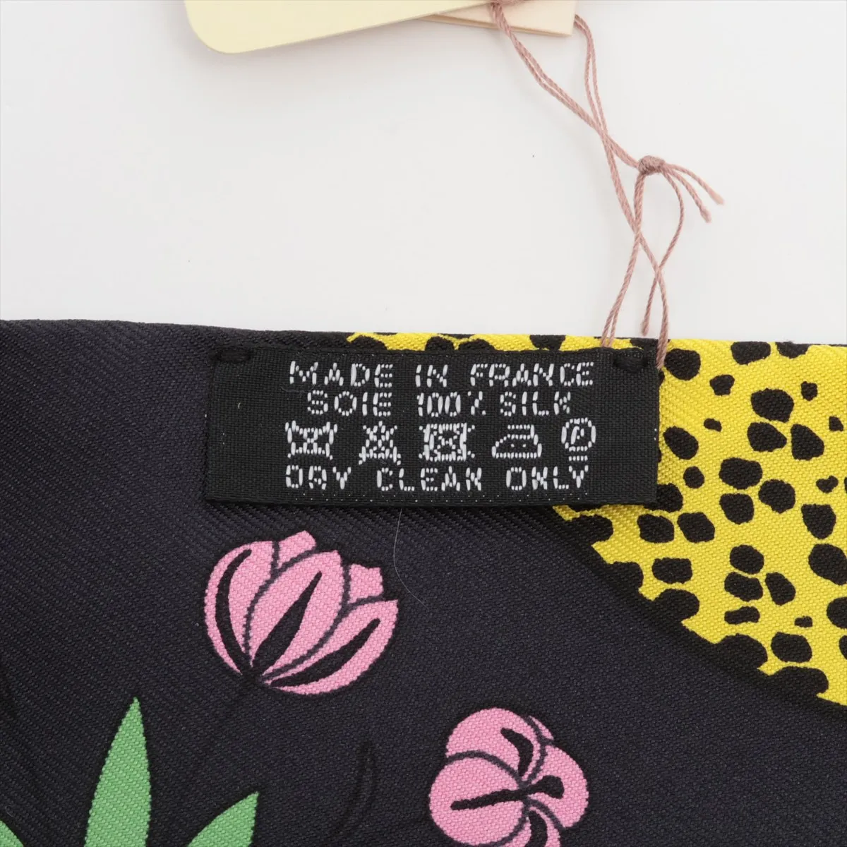 Twilly Les Leopards Leopard Print Scarf, Silk, Black x Yellow, Slight Snagging, with Paper Tag, Jaune — view 3