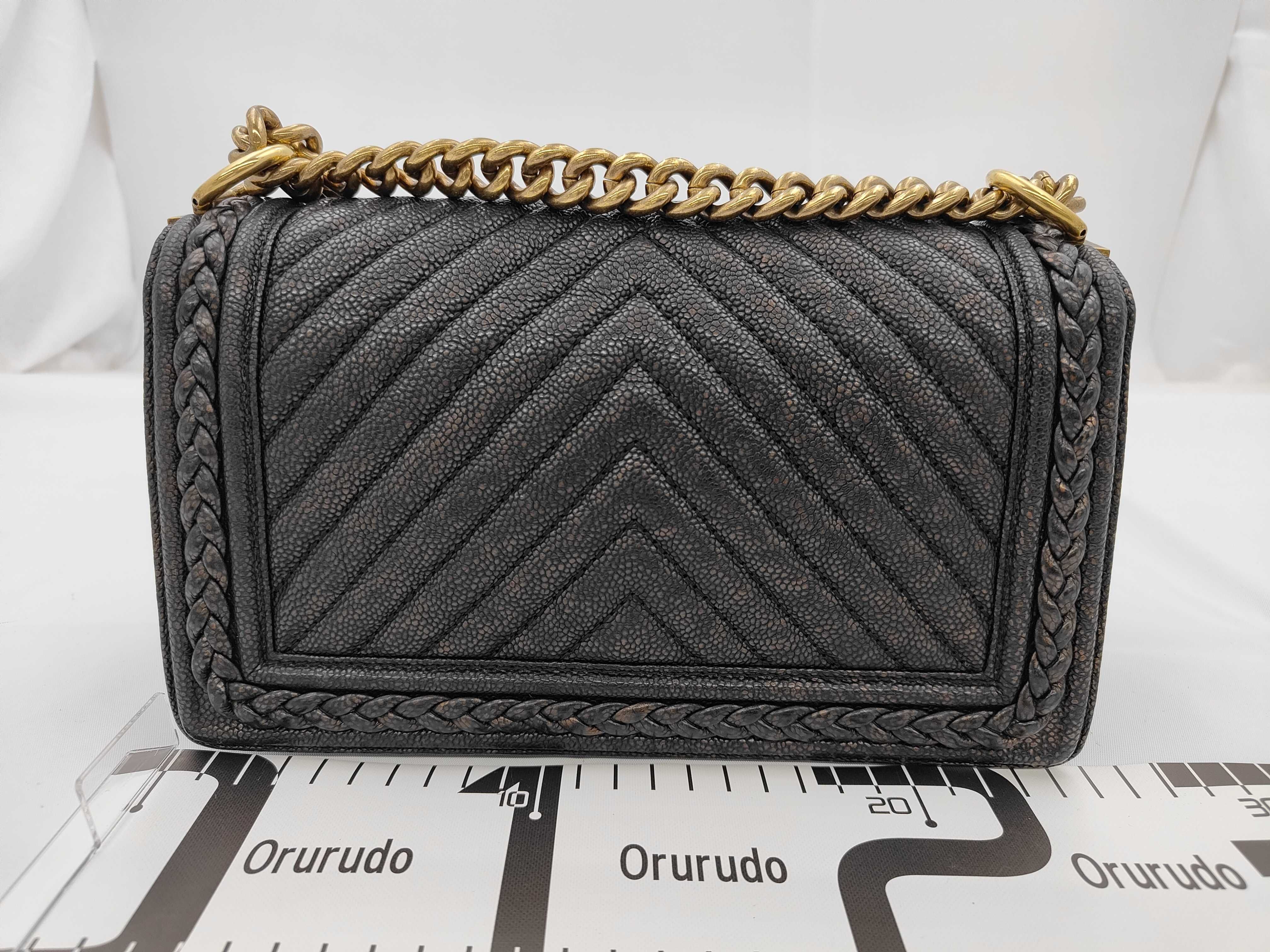 Boy Chanel Chain Shoulder Bag, Caviar Leather, Black/Bronze. — view 2