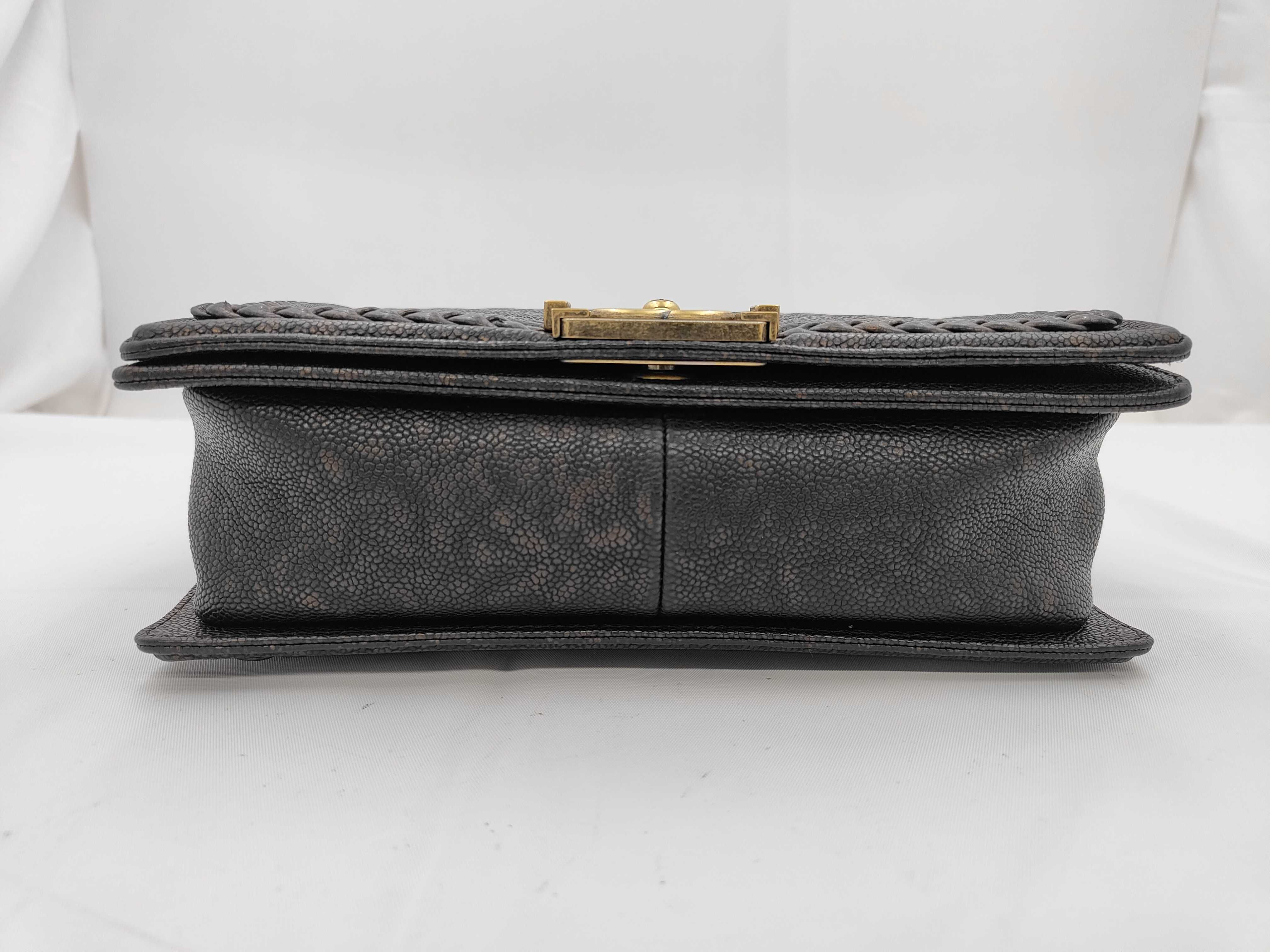Boy Chanel Chain Shoulder Bag, Caviar Leather, Black/Bronze. — view 6