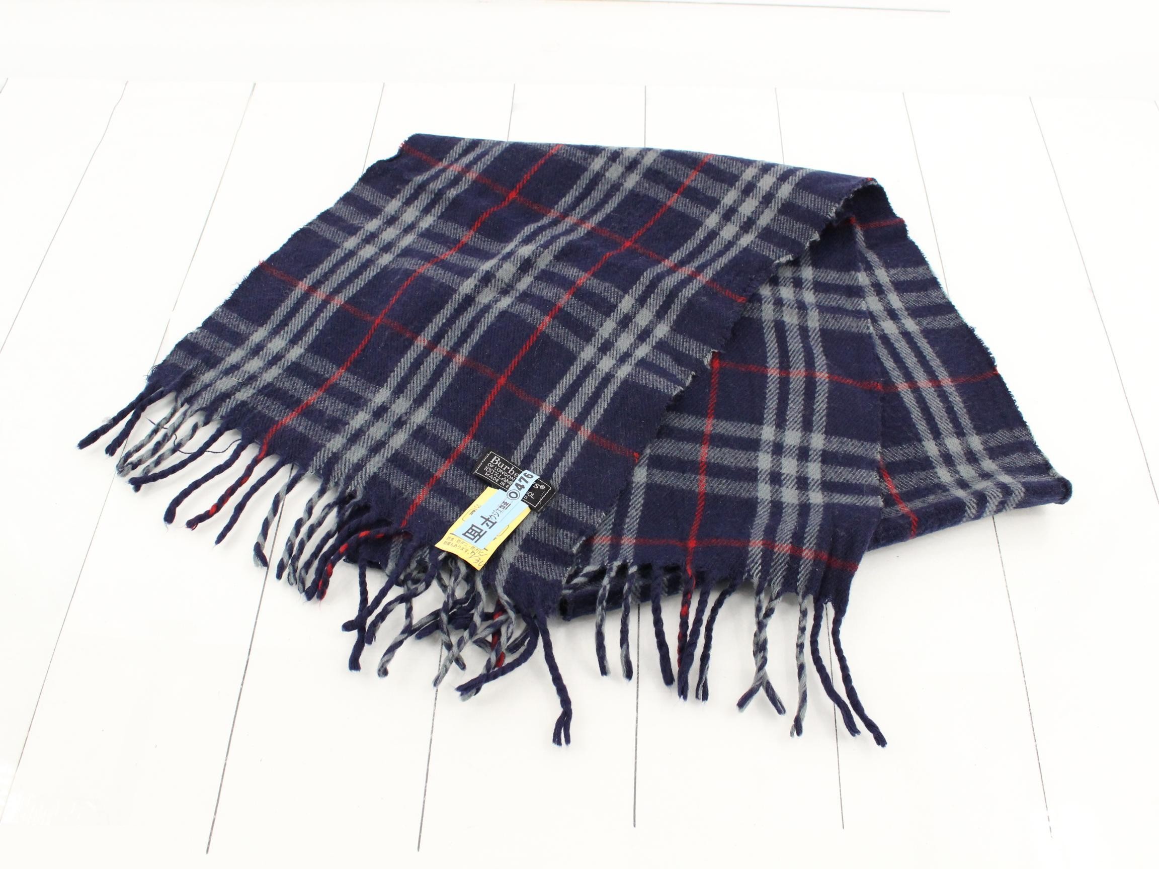 Nova Check Scarf, Navy, 100% Wool — view 2
