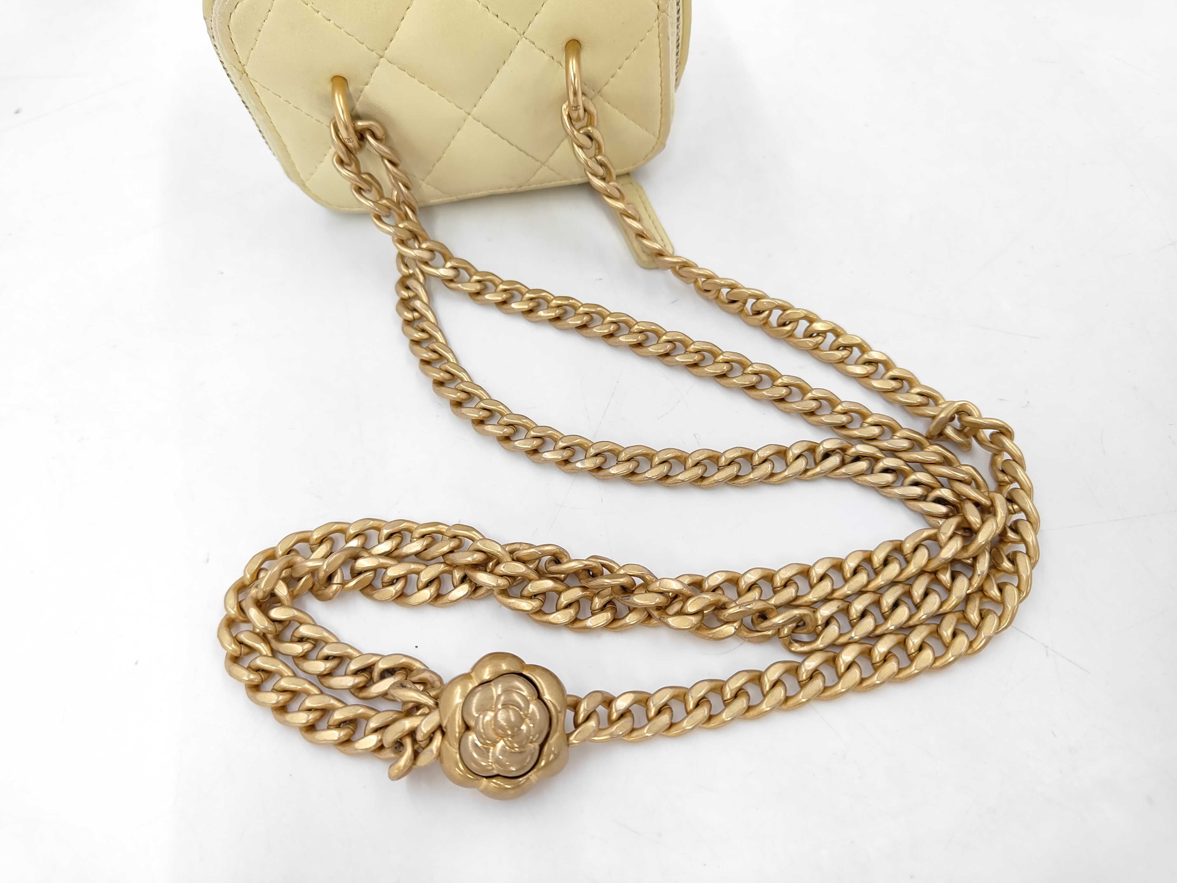 Mini Vanity Lambskin Shoulder Bag (Yellow Gold) — view 5
