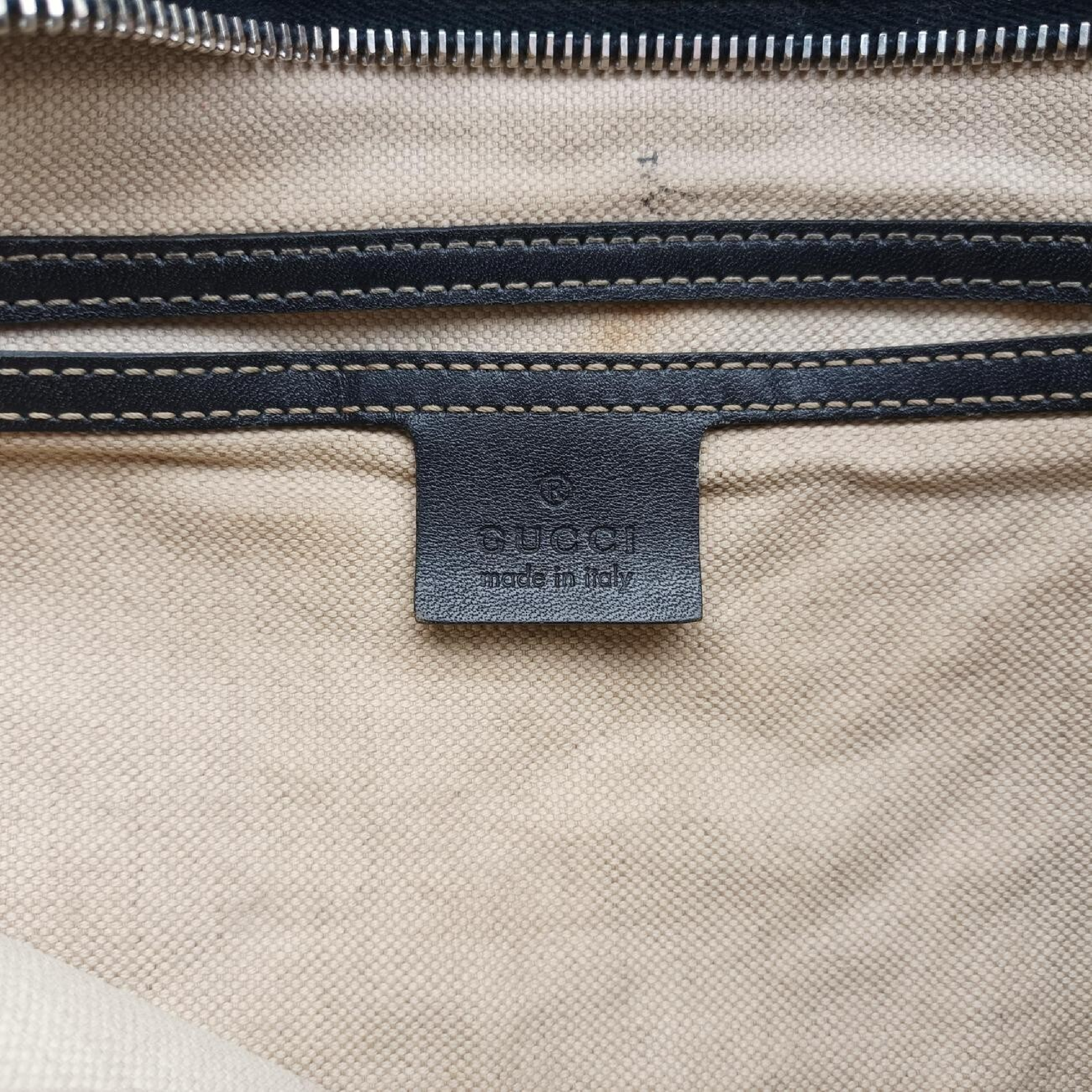 GG Plus GG Supreme Beige x Navy PVC Coated Canvas x Leather Shoulder Bag (Serial Number Unknown) 201446 — view 7