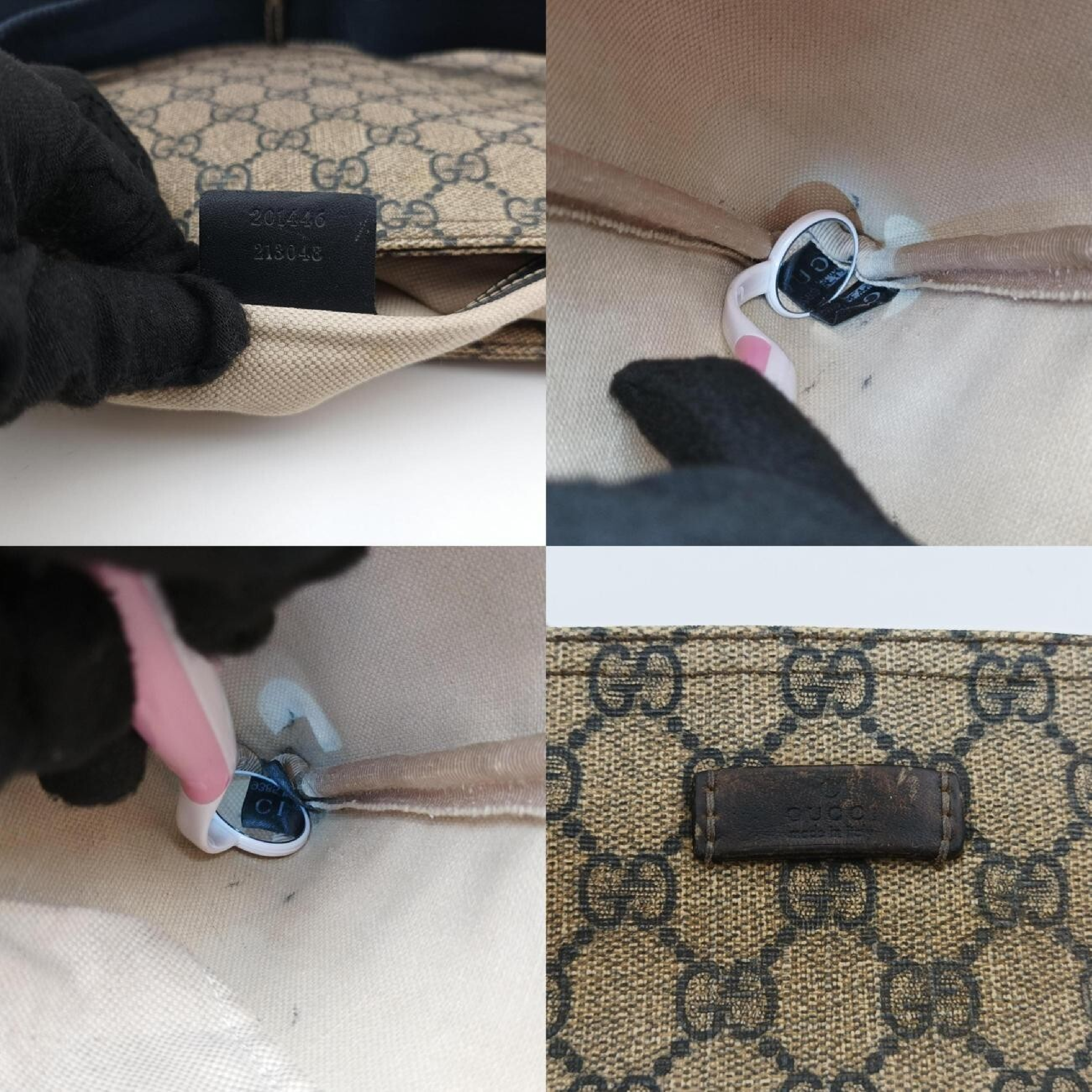 GG Plus GG Supreme Beige x Navy PVC Coated Canvas x Leather Shoulder Bag (Serial Number Unknown) 201446 — view 8