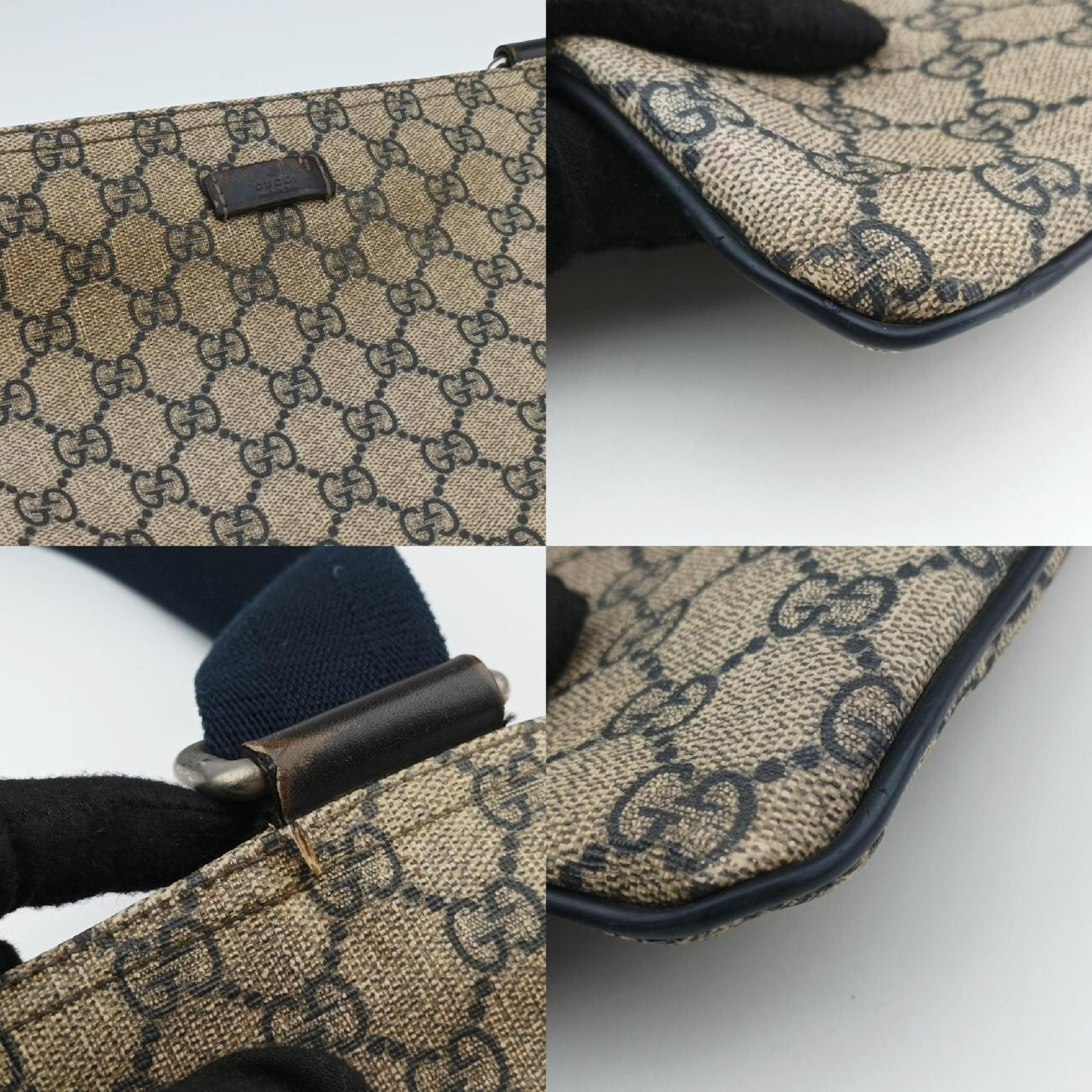 GG Plus GG Supreme Beige x Navy PVC Coated Canvas x Leather Shoulder Bag (Serial Number Unknown) 201446 — view 9