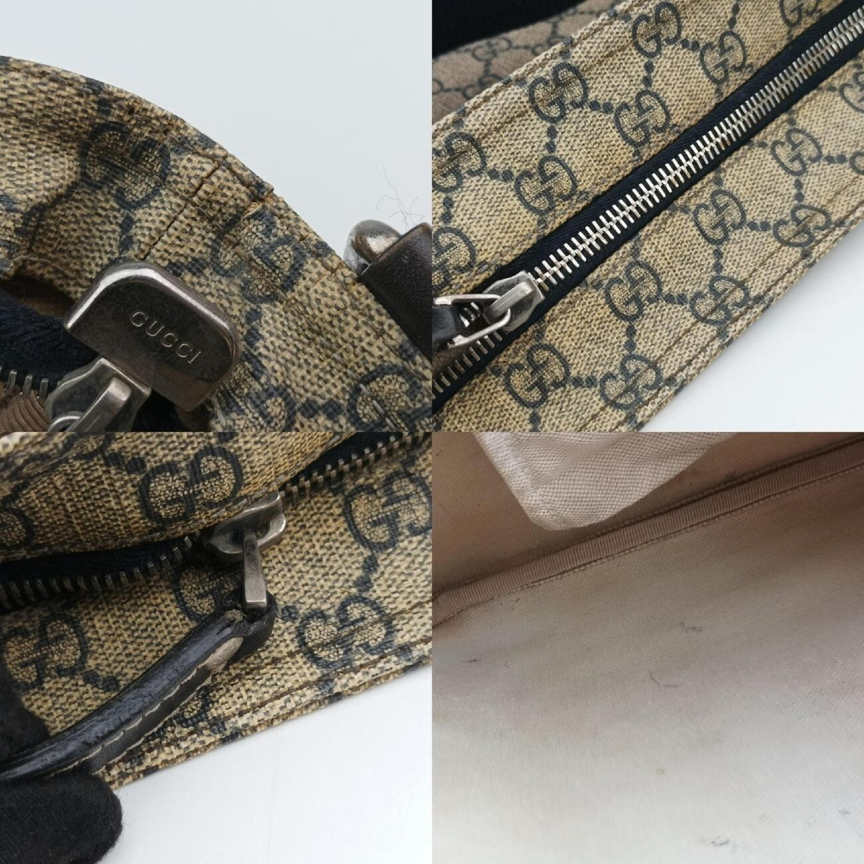 GG Plus GG Supreme Beige x Navy PVC Coated Canvas x Leather Shoulder Bag (Serial Number Unknown) 201446 — view 10