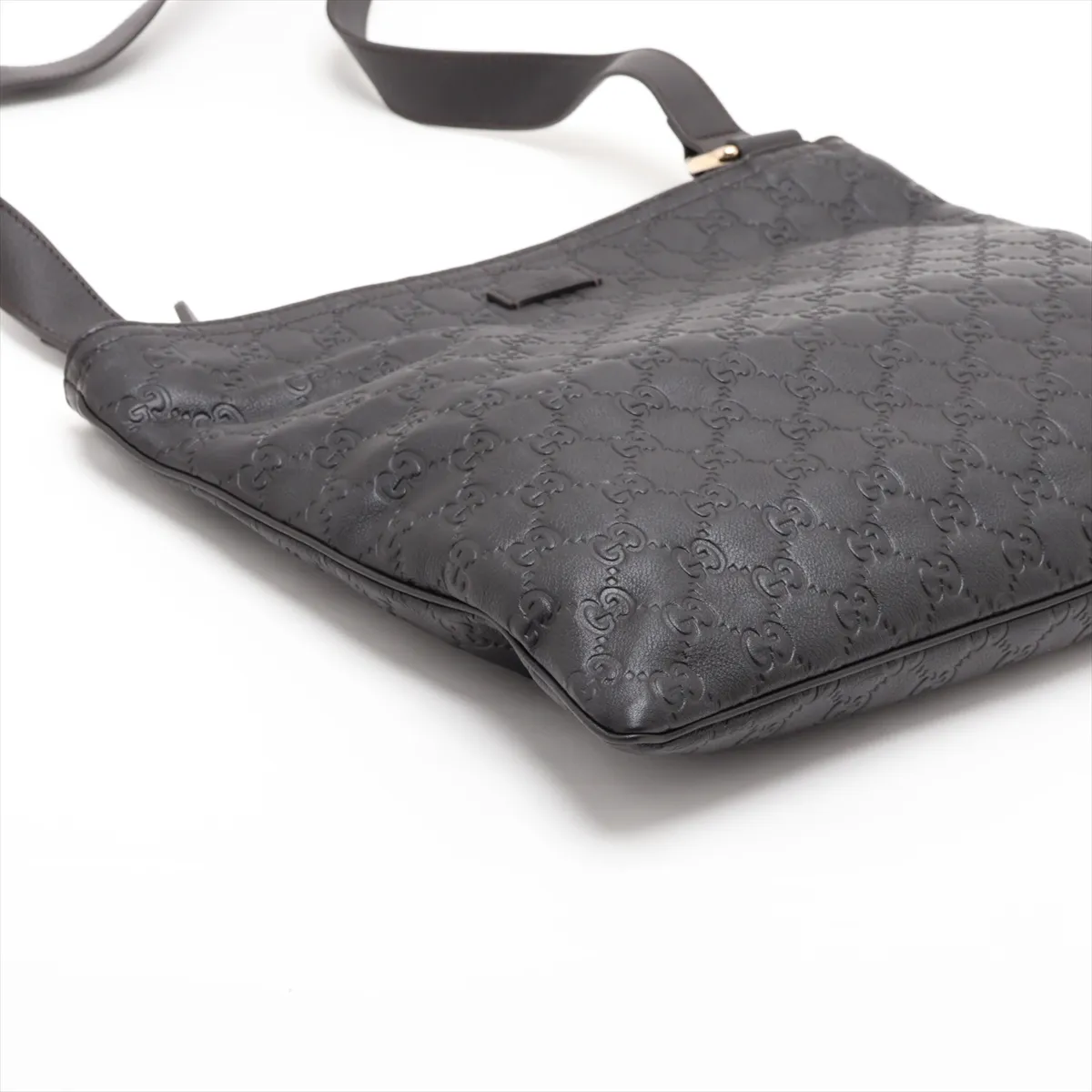 Guccissima 201446 Leather Shoulder Bag, Black — view 4