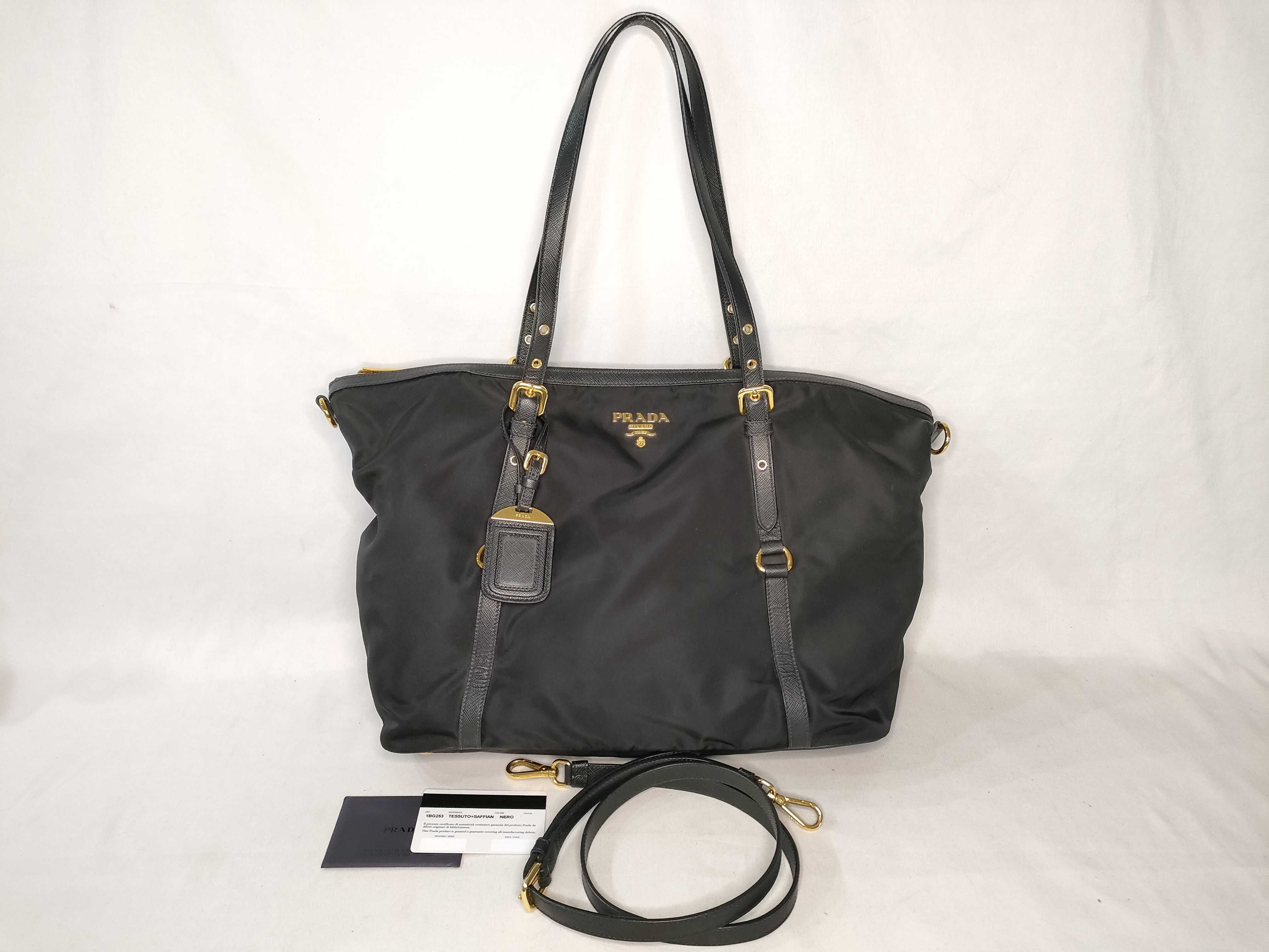 Nylon ID- Tessuto Nylon x Cowskin Tote bag Black 1BG253 Tote bag