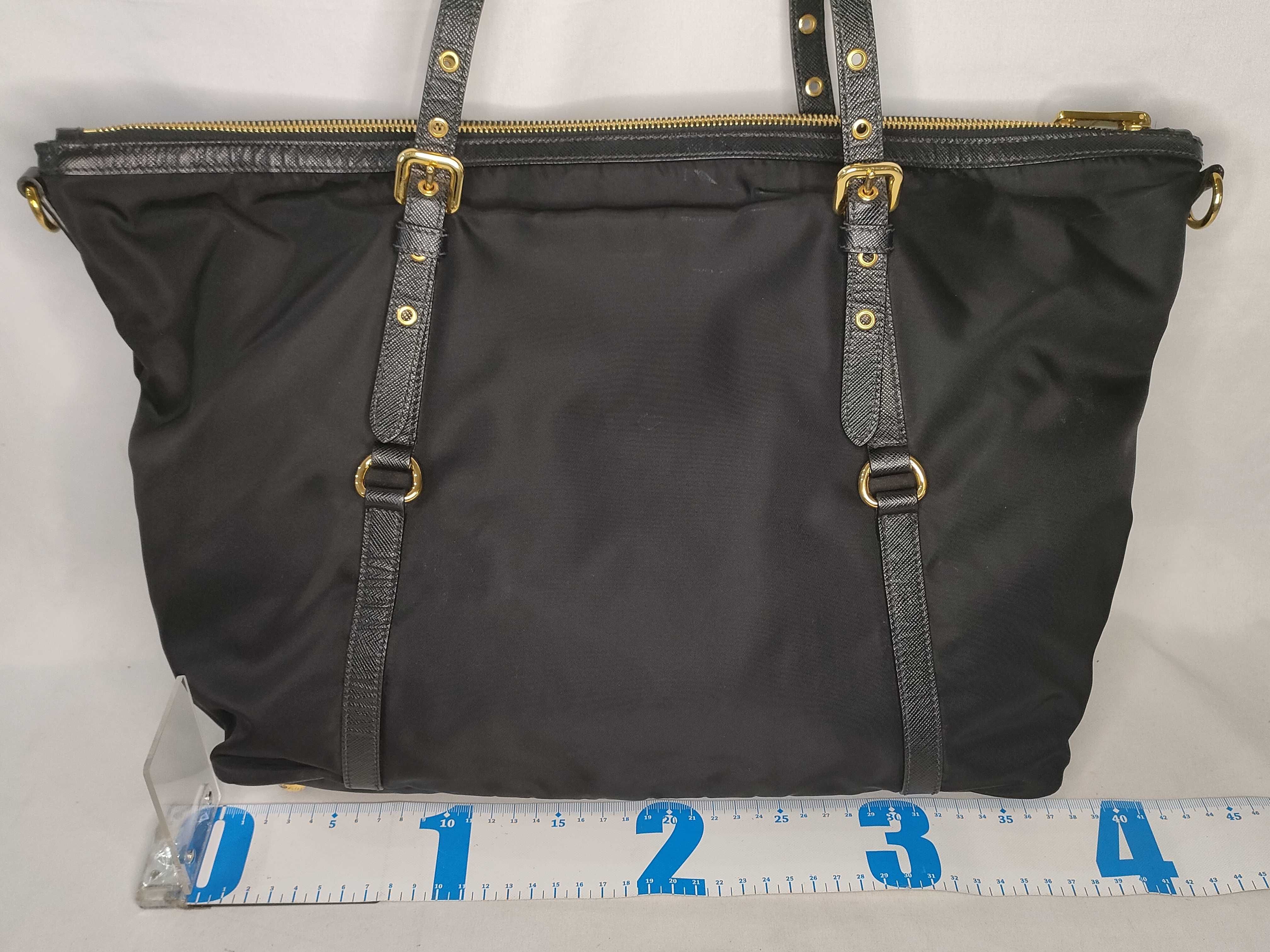 Nylon ID- Tessuto Nylon x Cowskin Tote bag Black 1BG253 Tote bag — view 2