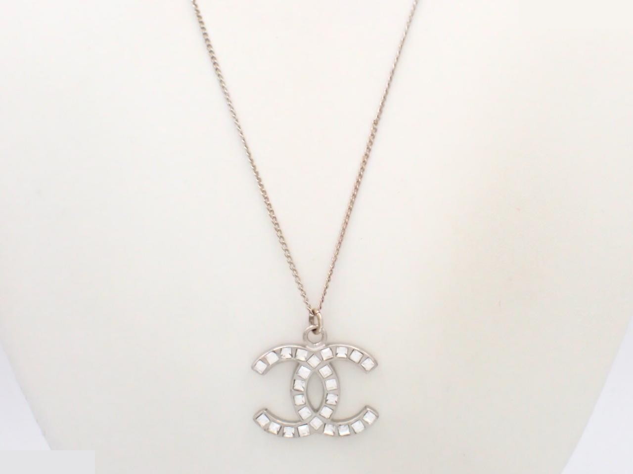 Coco Mark Necklace with Rhinestones, 5.4g, Chain approx. 50cm — view 3