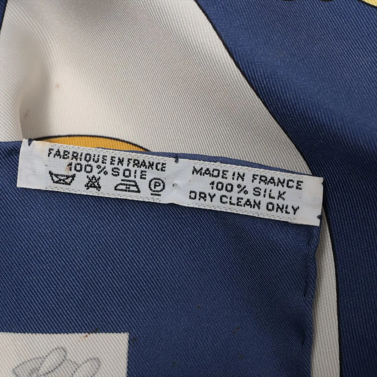 Carre 90 Cliquetis (sword pattern) scarf, silk, navy. — view 7