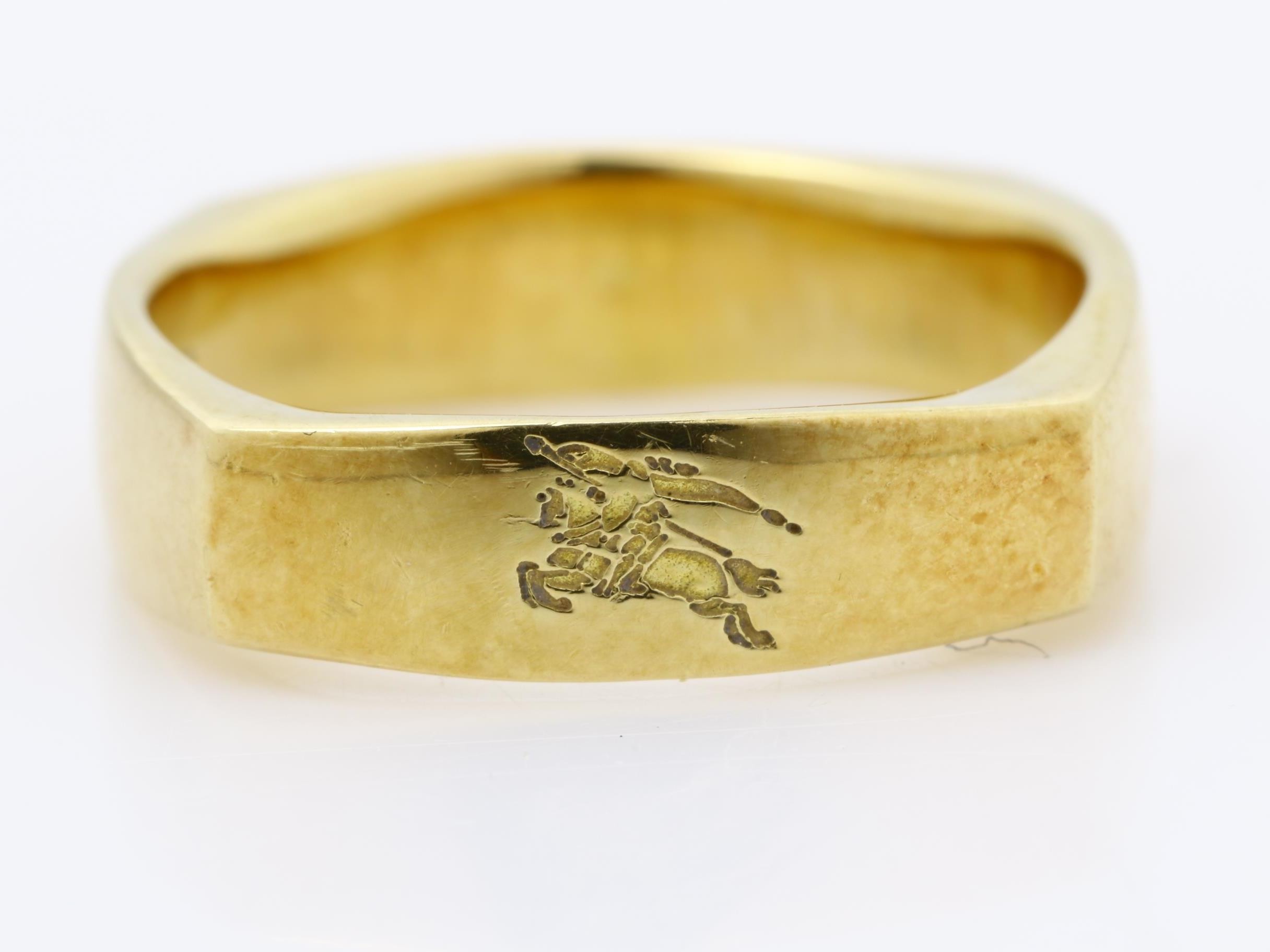 18K Yellow Gold Square Ring, 3.93g, Size #5 — view 2
