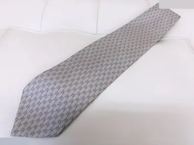 GG Pattern Silk Jacquard Tie, Dark Gray