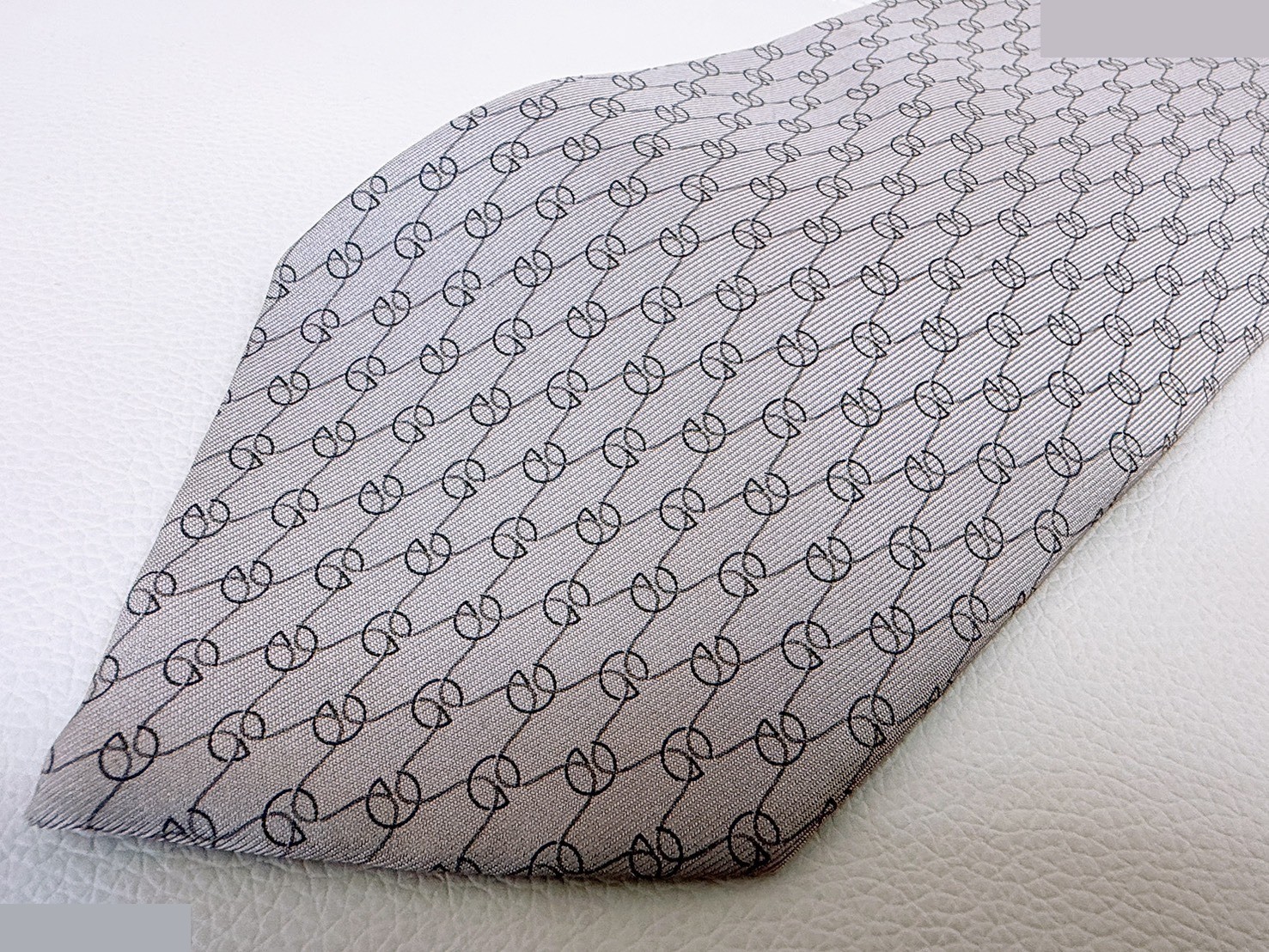 GG Pattern Silk Jacquard Tie, Dark Gray — view 4