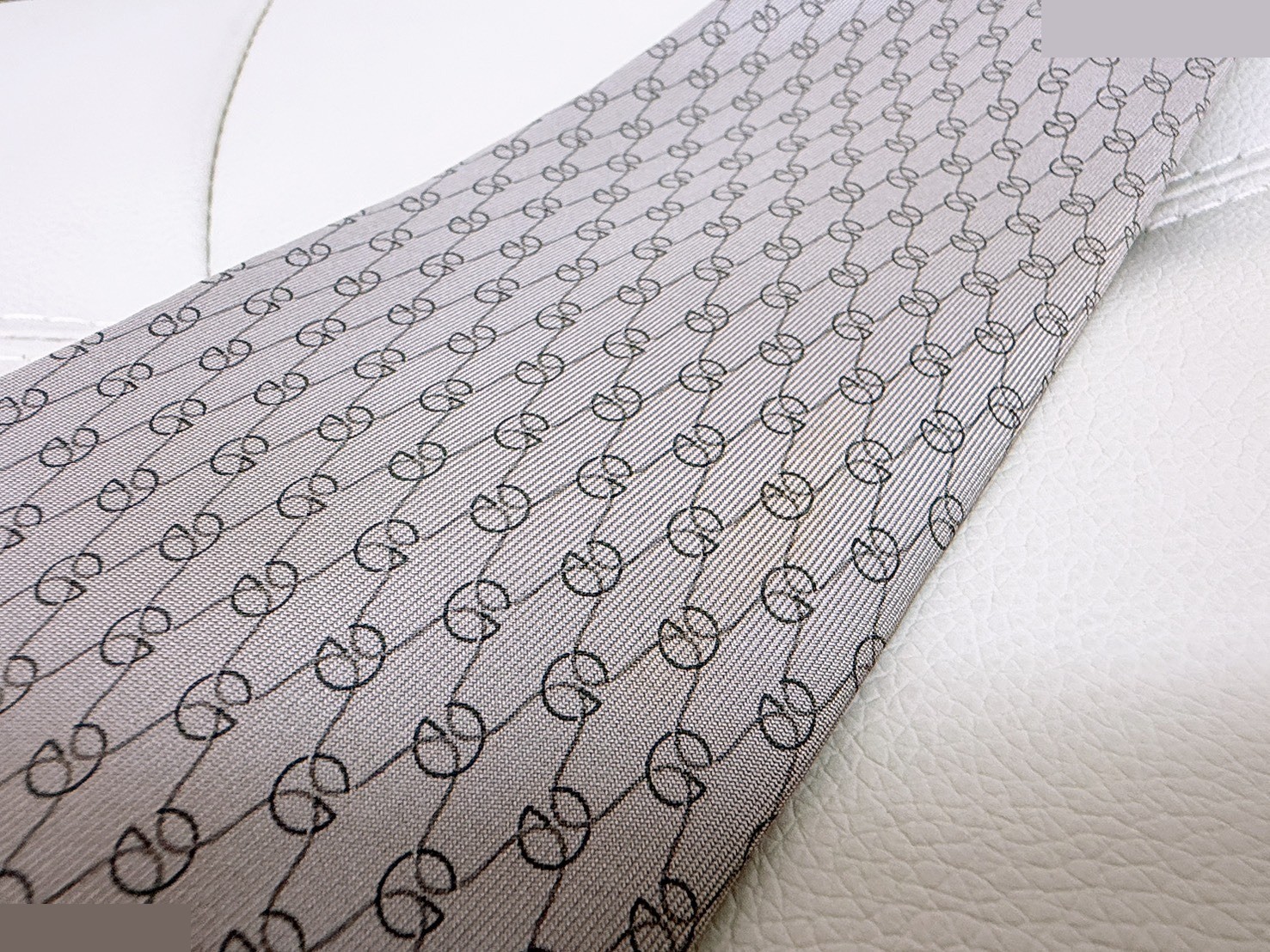 GG Pattern Silk Jacquard Tie, Dark Gray — view 7