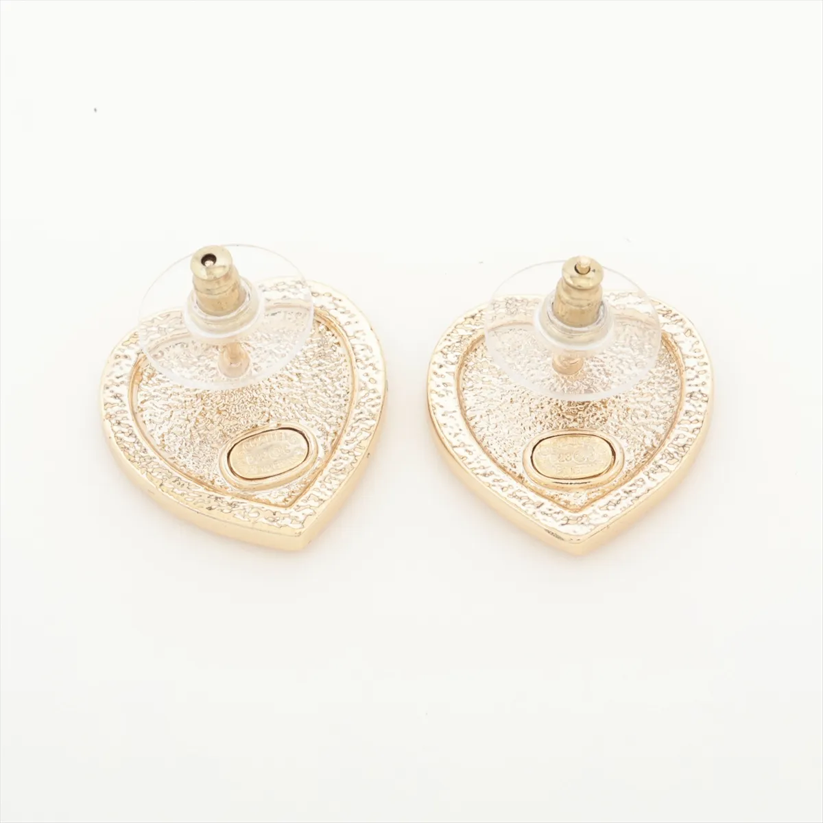 Coco Mark Heart B23C Earrings (Pair) GP x Rhinestones — view 2
