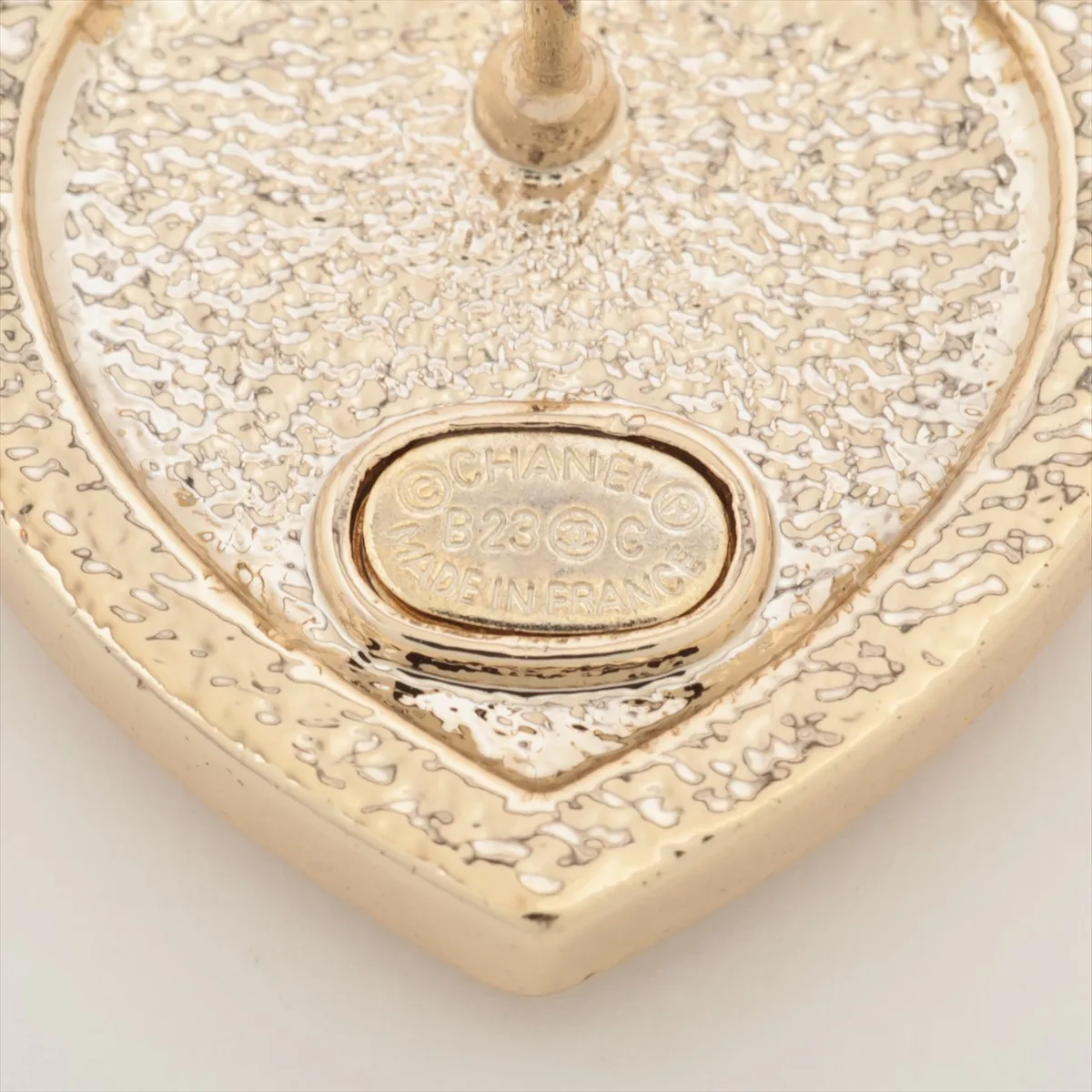 Coco Mark Heart B23C Earrings (Pair) GP x Rhinestones — view 5