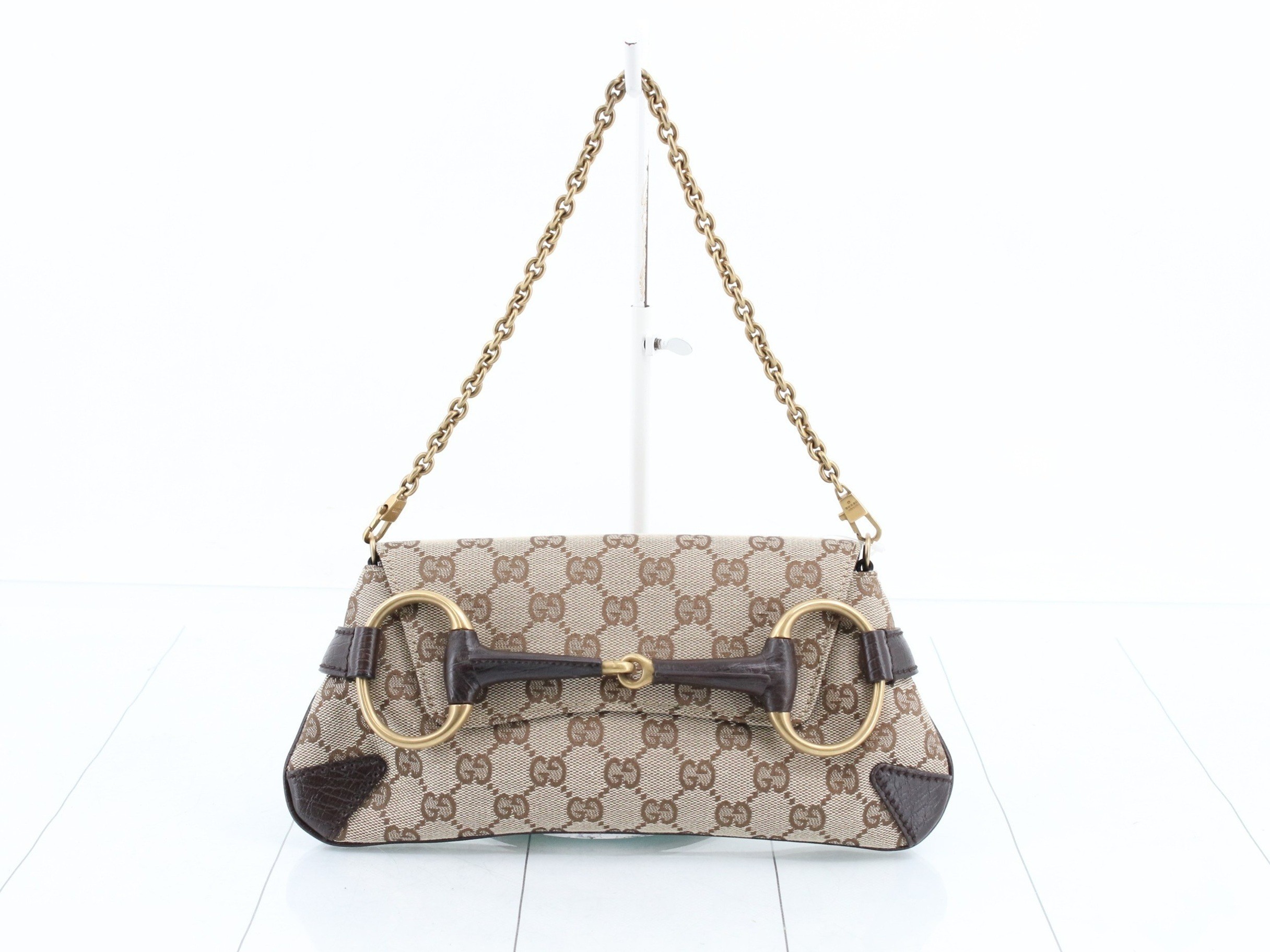 GG Canvas Horsebit Small Chain Bag, Brown, W27cm