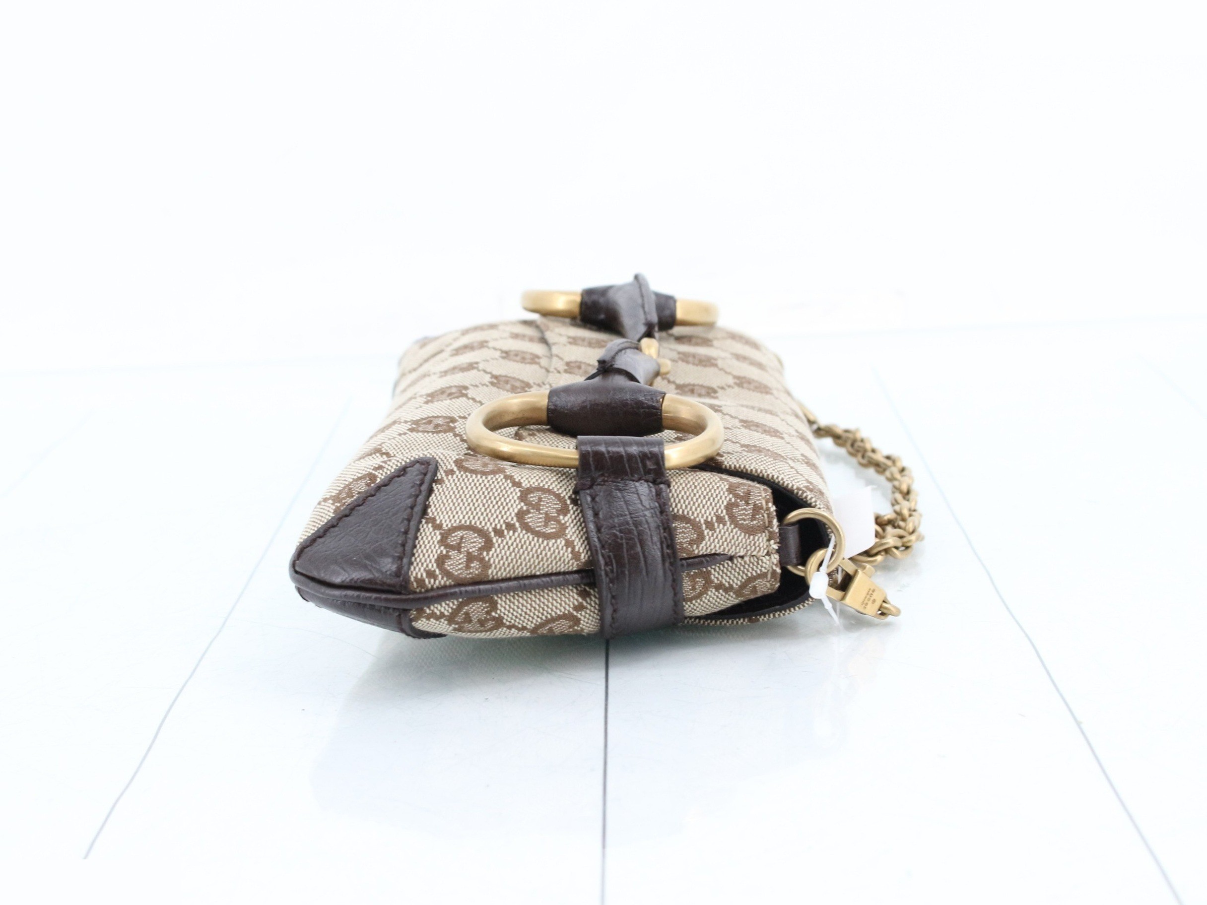 GG Canvas Horsebit Small Chain Bag, Brown, W27cm — view 3
