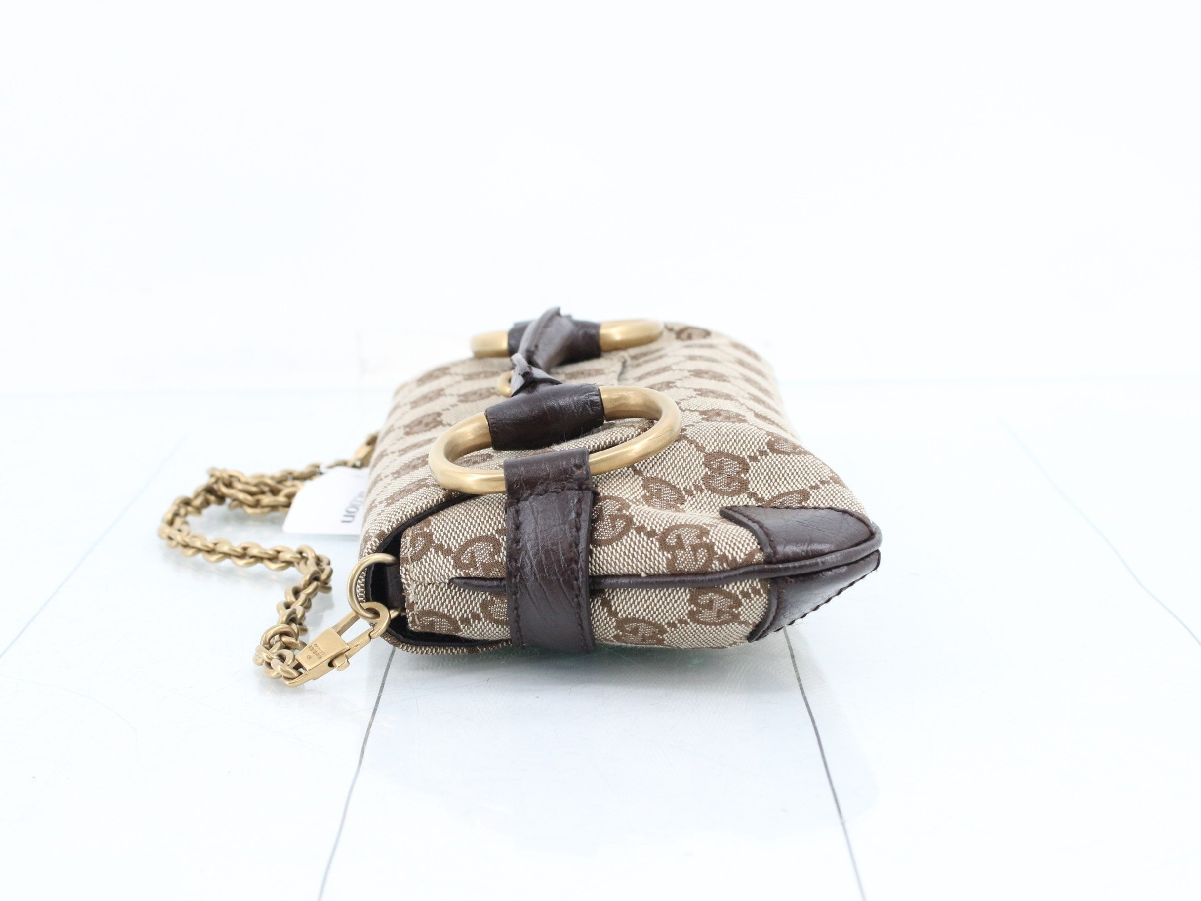 GG Canvas Horsebit Small Chain Bag, Brown, W27cm — view 4
