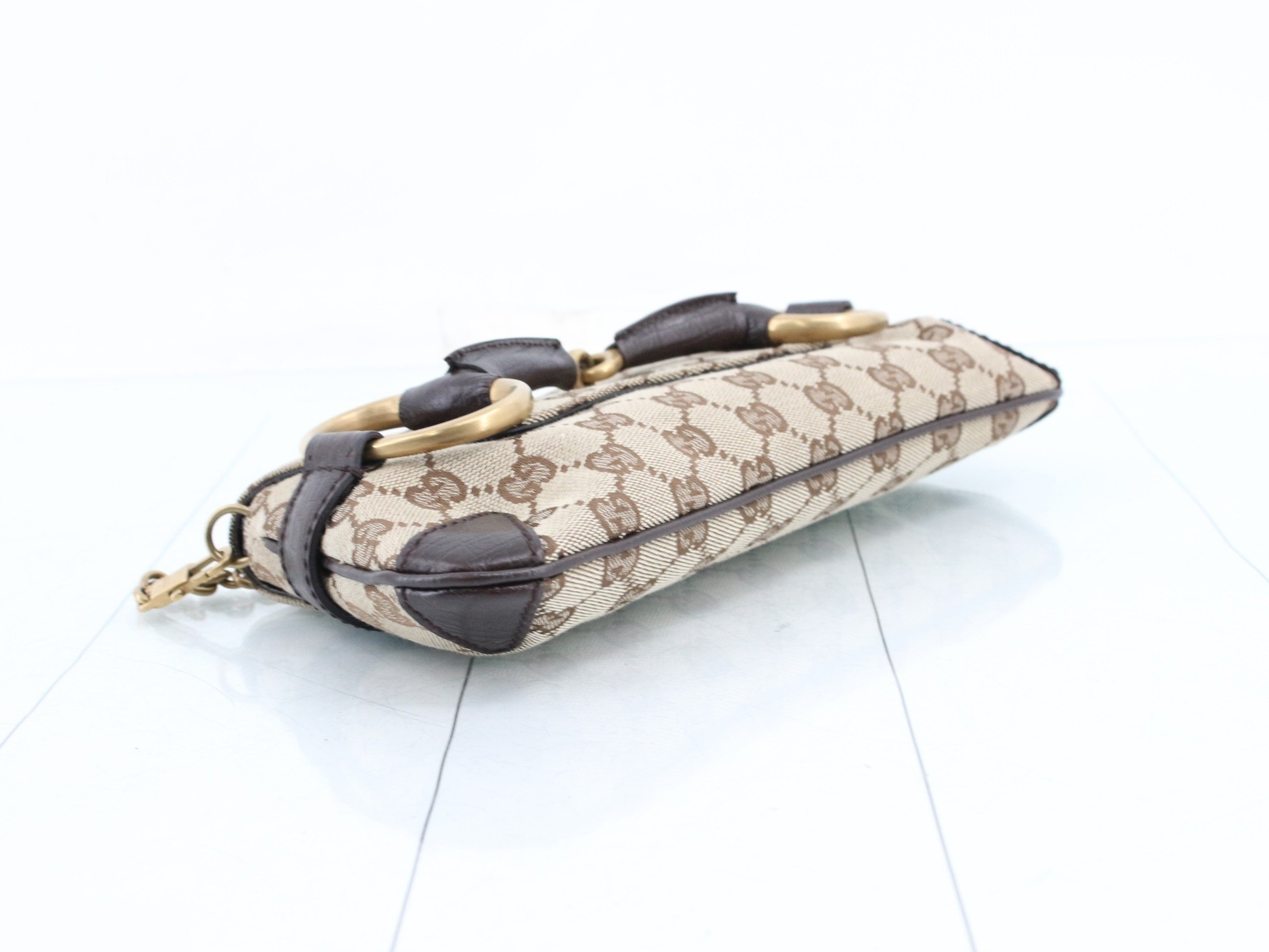 GG Canvas Horsebit Small Chain Bag, Brown, W27cm — view 5