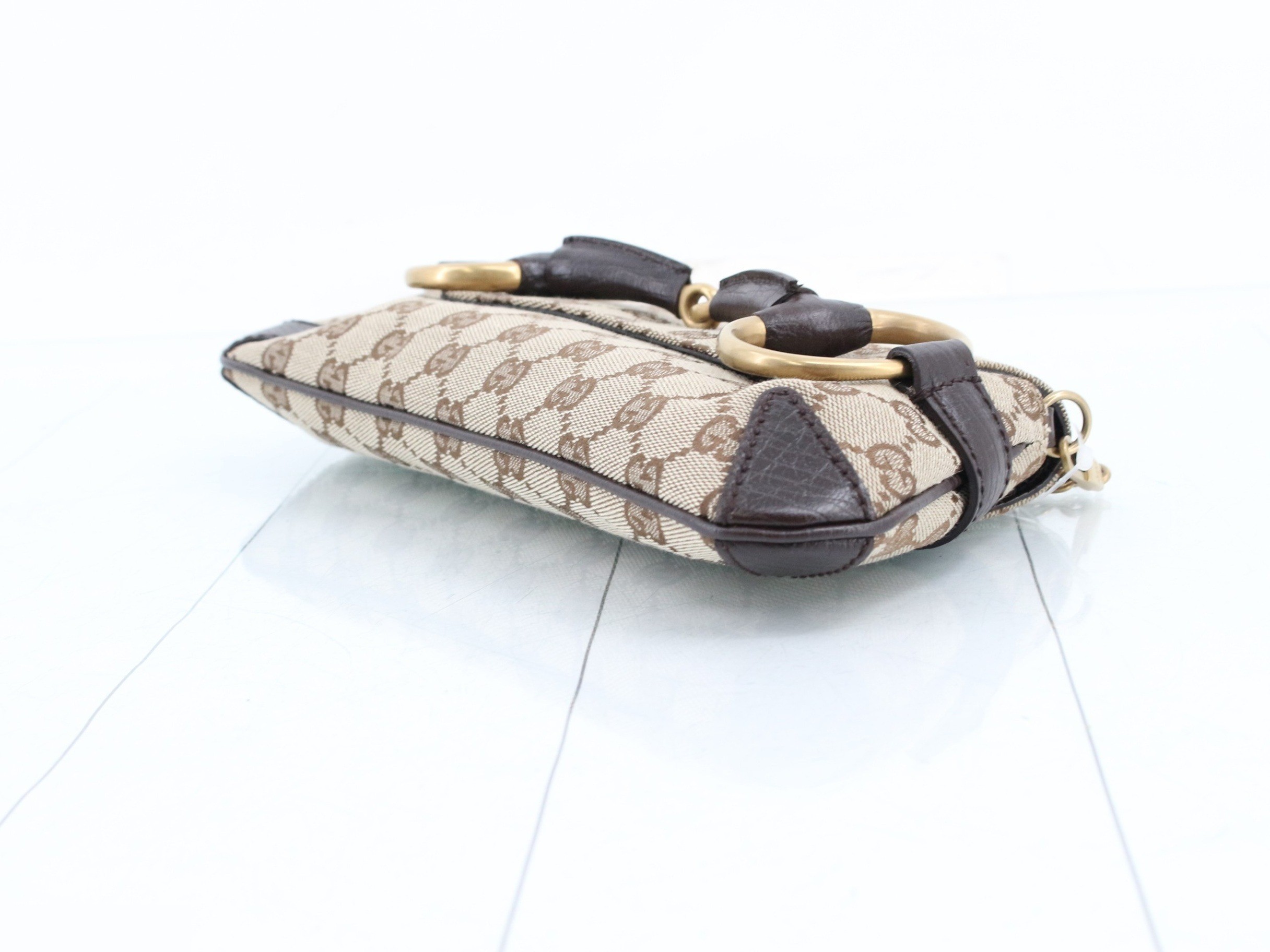 GG Canvas Horsebit Small Chain Bag, Brown, W27cm — view 6