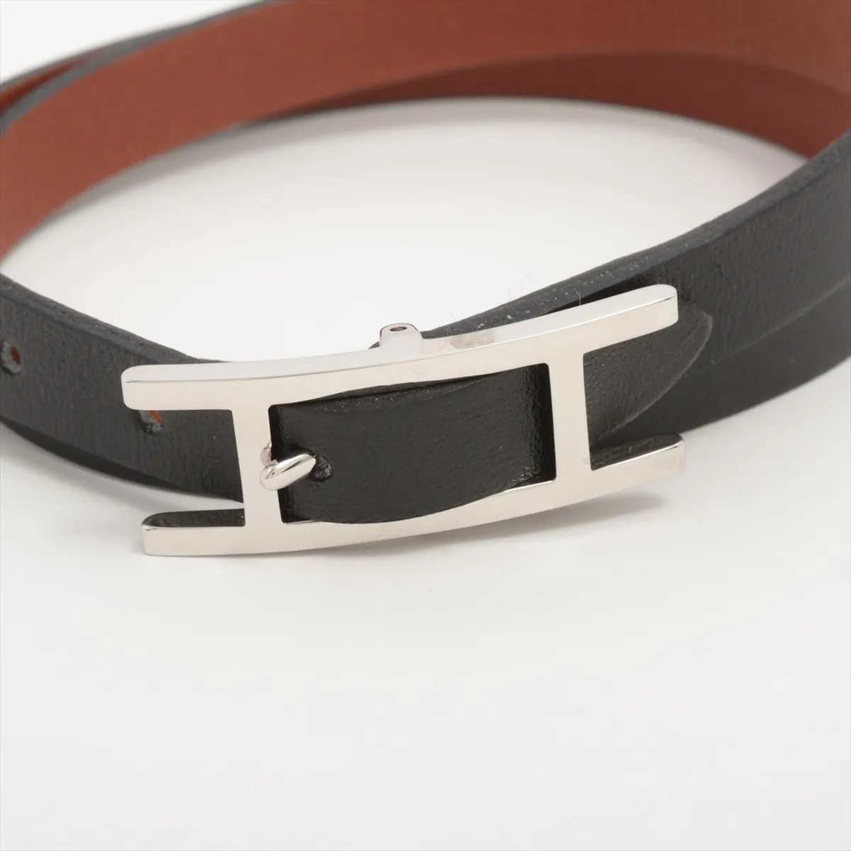 Be Api Double Tour Bracelet, GP x Leather, Black x Silver. Shows — view 3