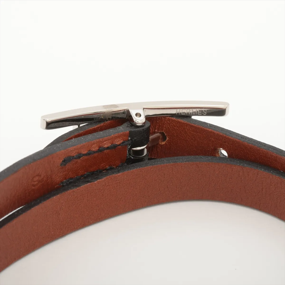 Be Api Double Tour Bracelet, GP x Leather, Black x Silver. Shows — view 4