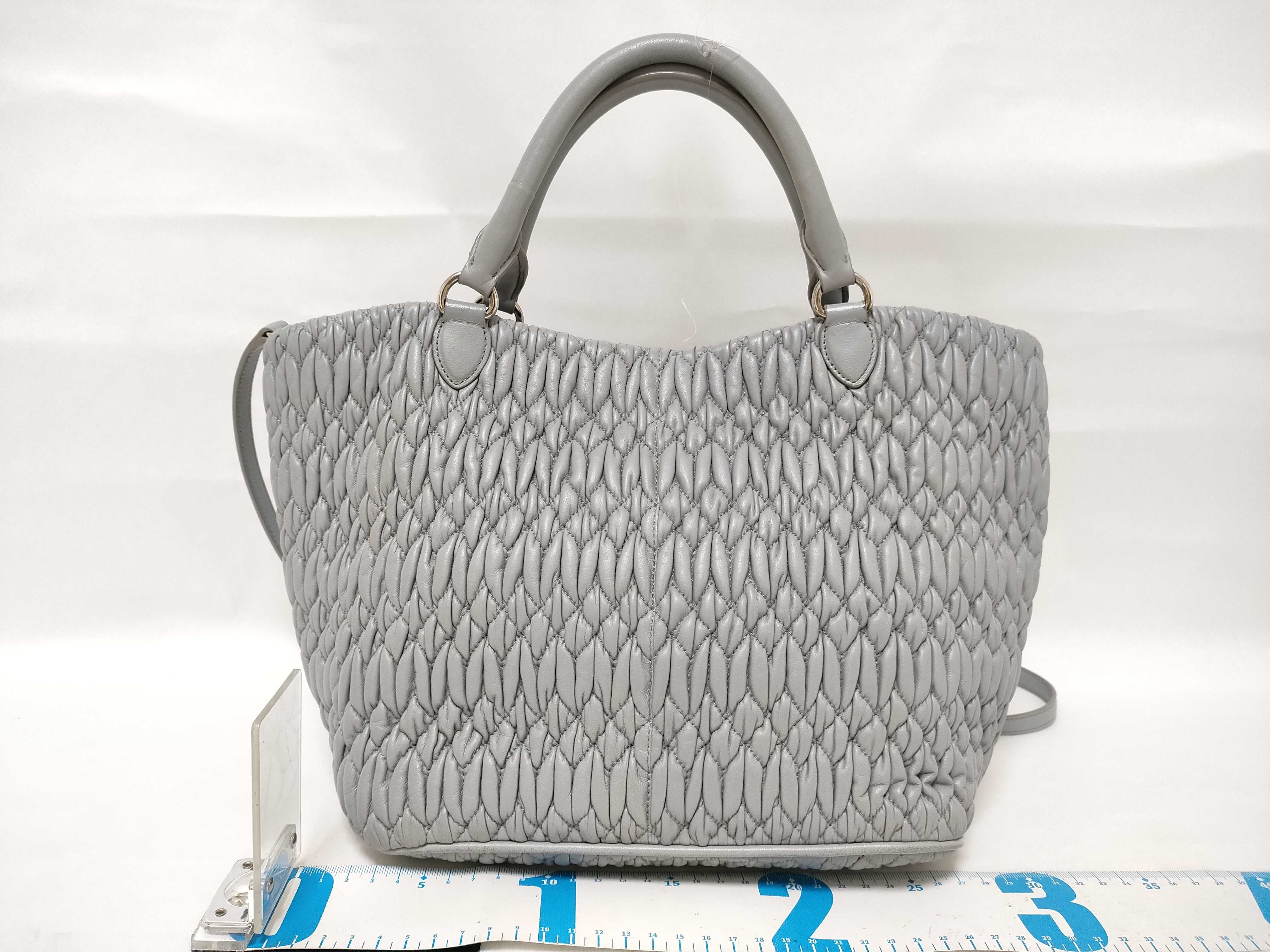 Matelassé Nappa Crystal Leather 2-Way Handbag, Gray, RN0896 (Handbag) — view 2