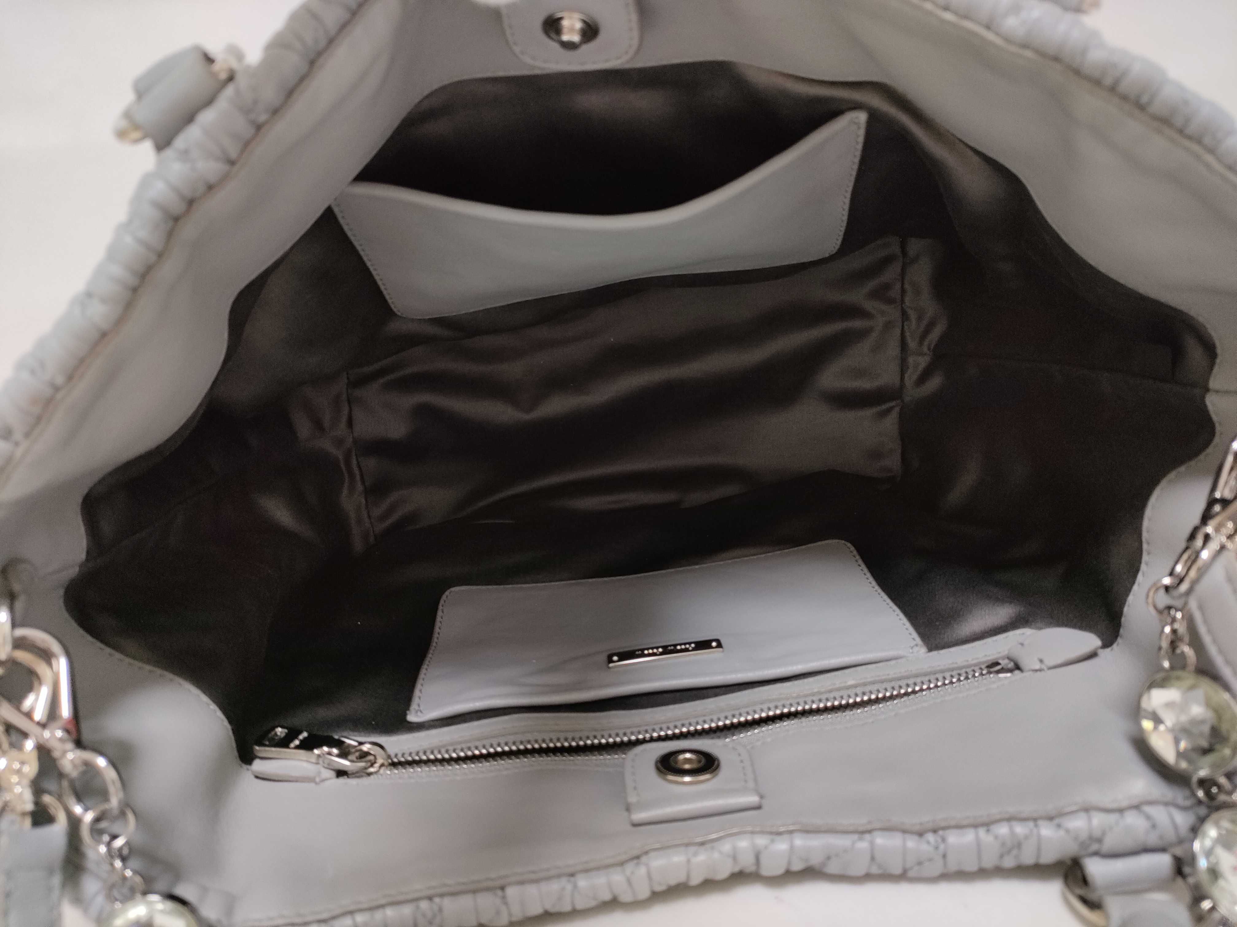 Matelassé Nappa Crystal Leather 2-Way Handbag, Gray, RN0896 (Handbag) — view 11