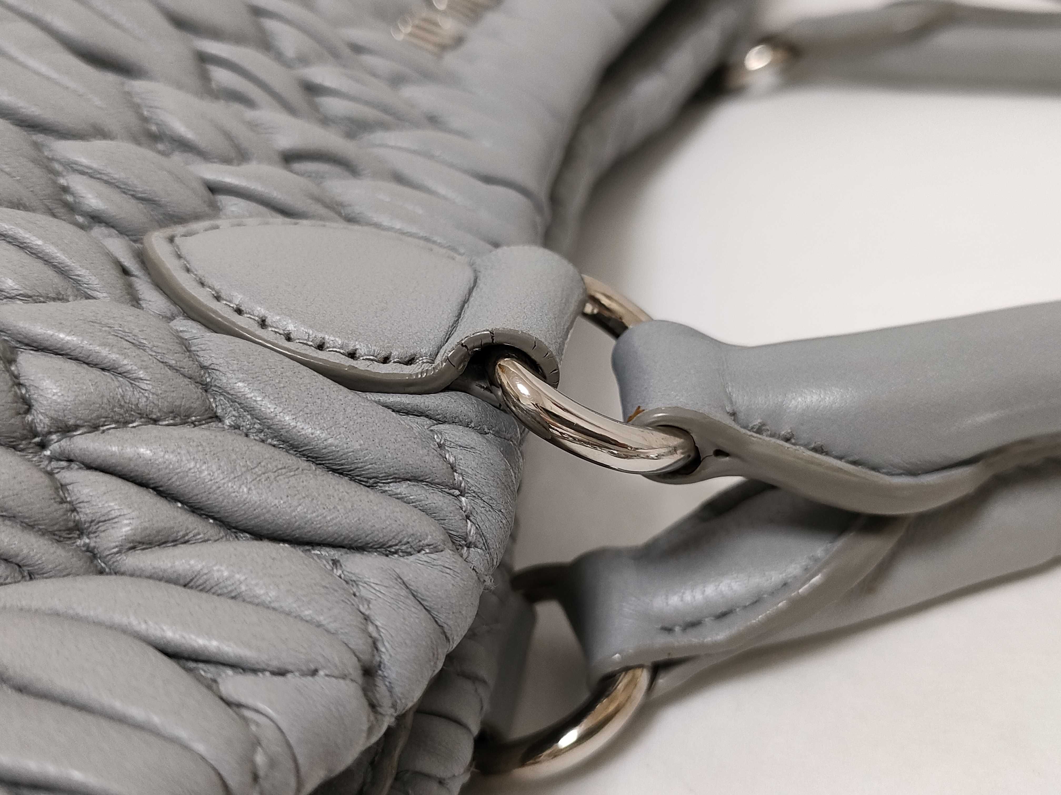 Matelassé Nappa Crystal Leather 2-Way Handbag, Gray, RN0896 (Handbag) — view 6