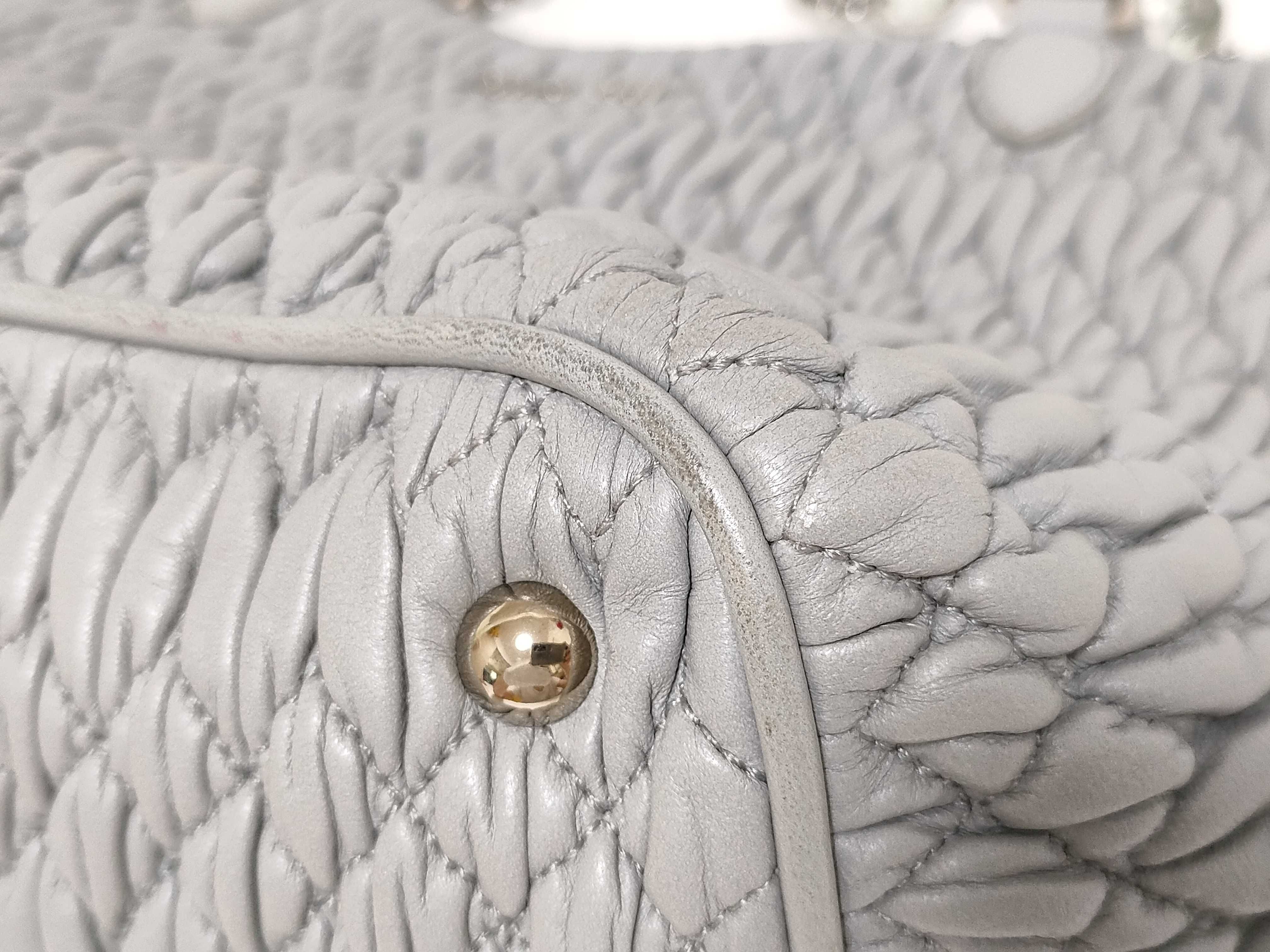 Matelassé Nappa Crystal Leather 2-Way Handbag, Gray, RN0896 (Handbag) — view 8