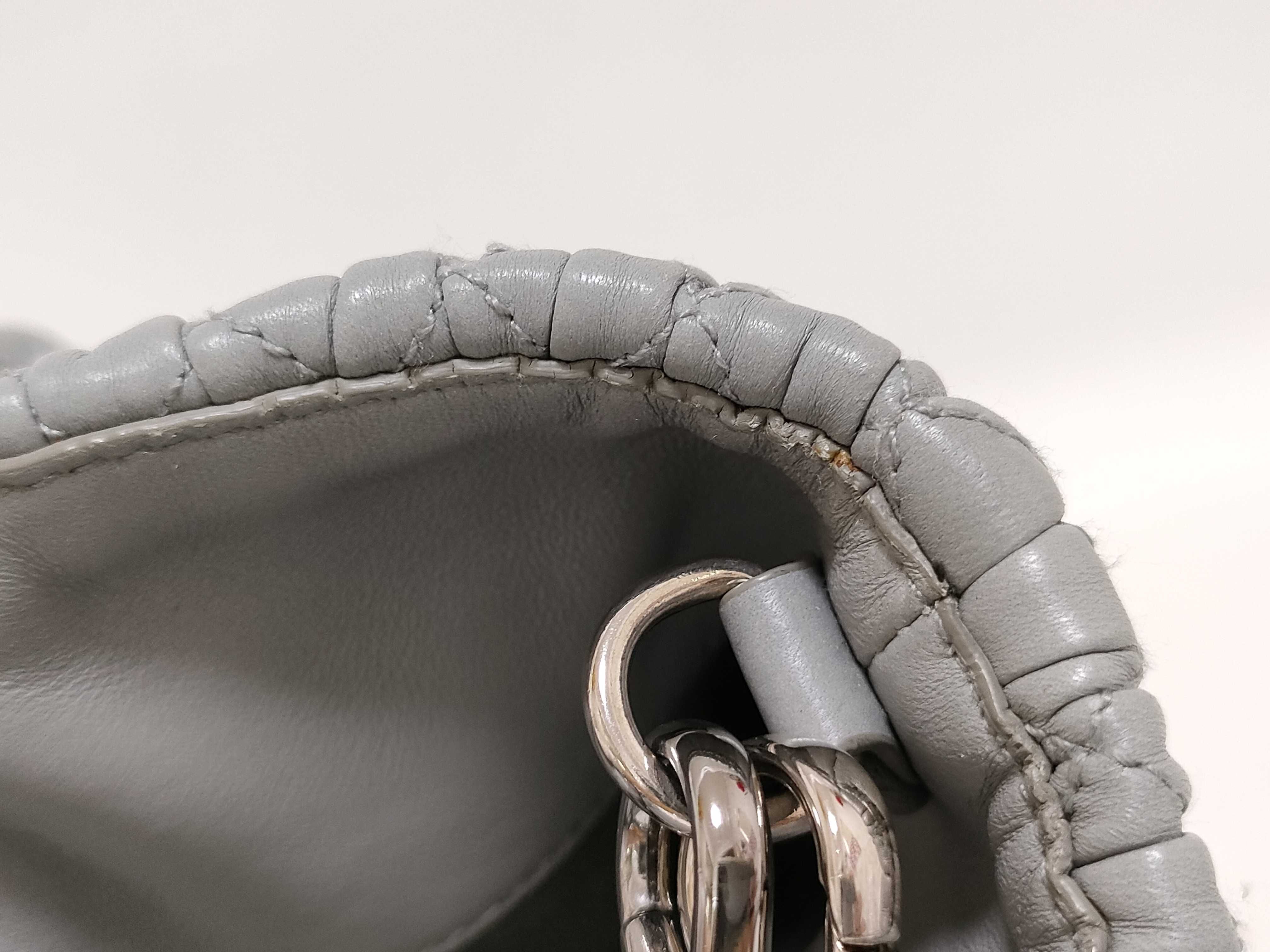 Matelassé Nappa Crystal Leather 2-Way Handbag, Gray, RN0896 (Handbag) — view 10