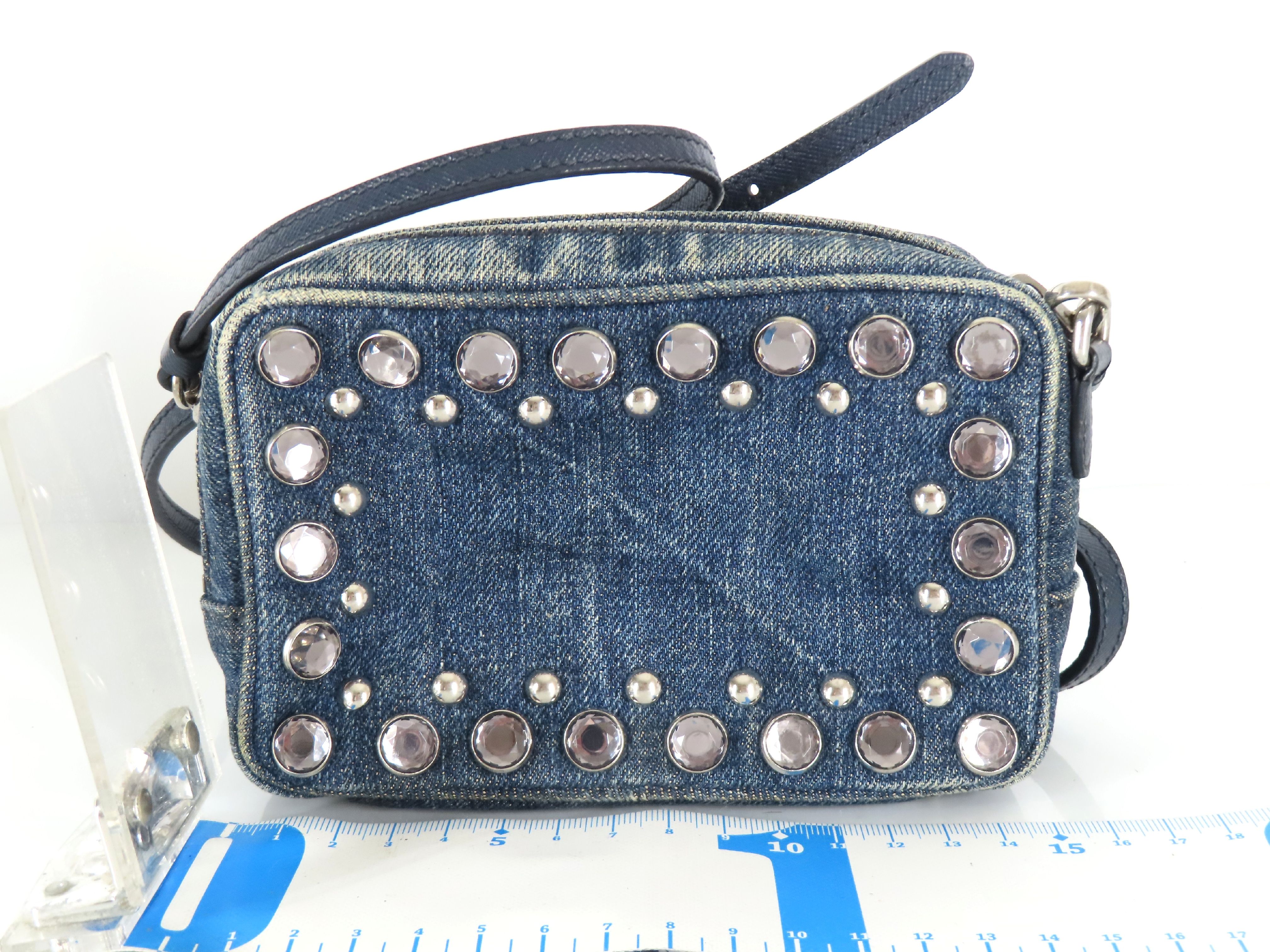 Denim Bejeweled Camera Bag Shoulder Pouch Shoulder Bag — view 2