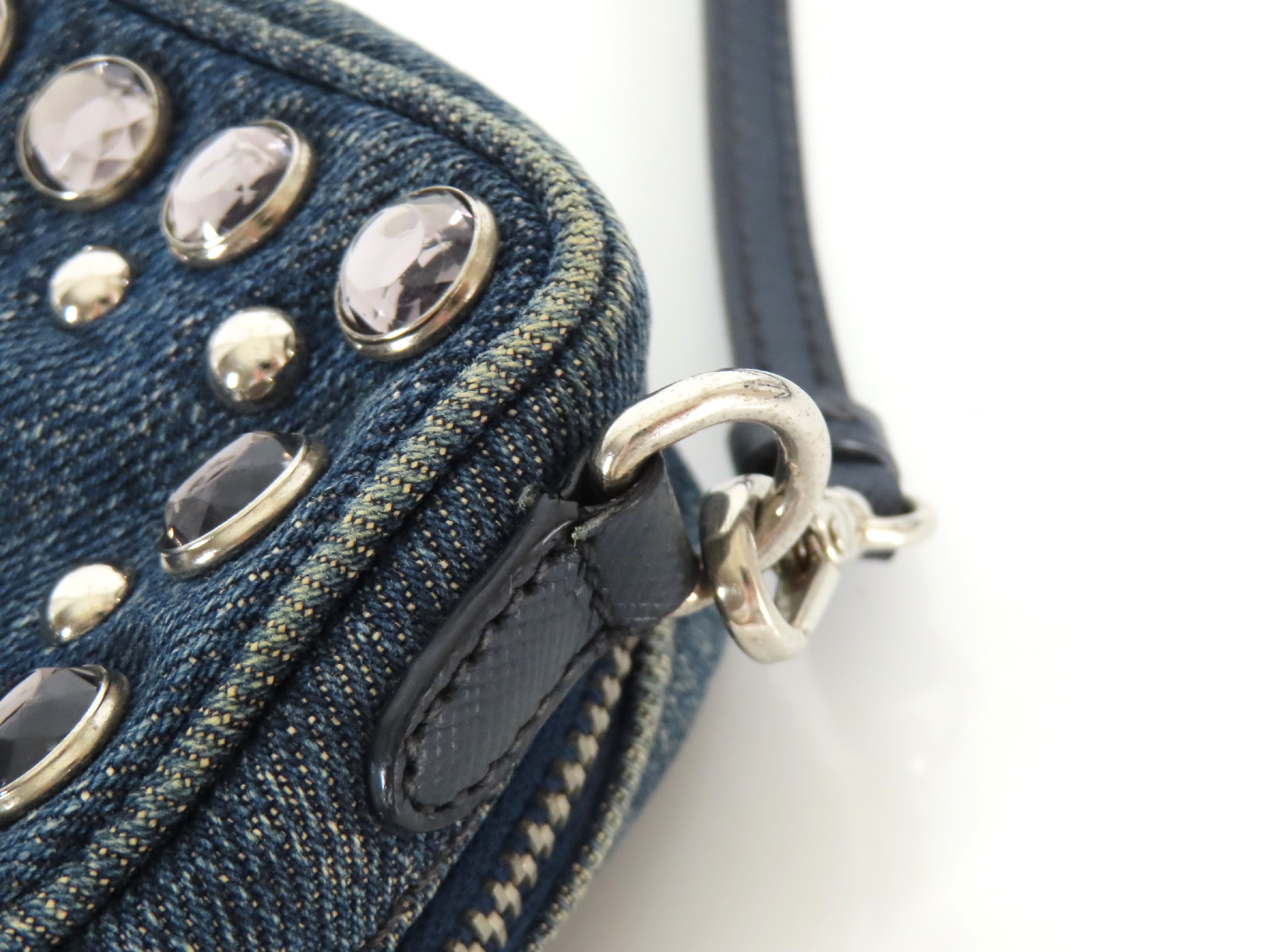 Denim Bejeweled Camera Bag Shoulder Pouch Shoulder Bag — view 5
