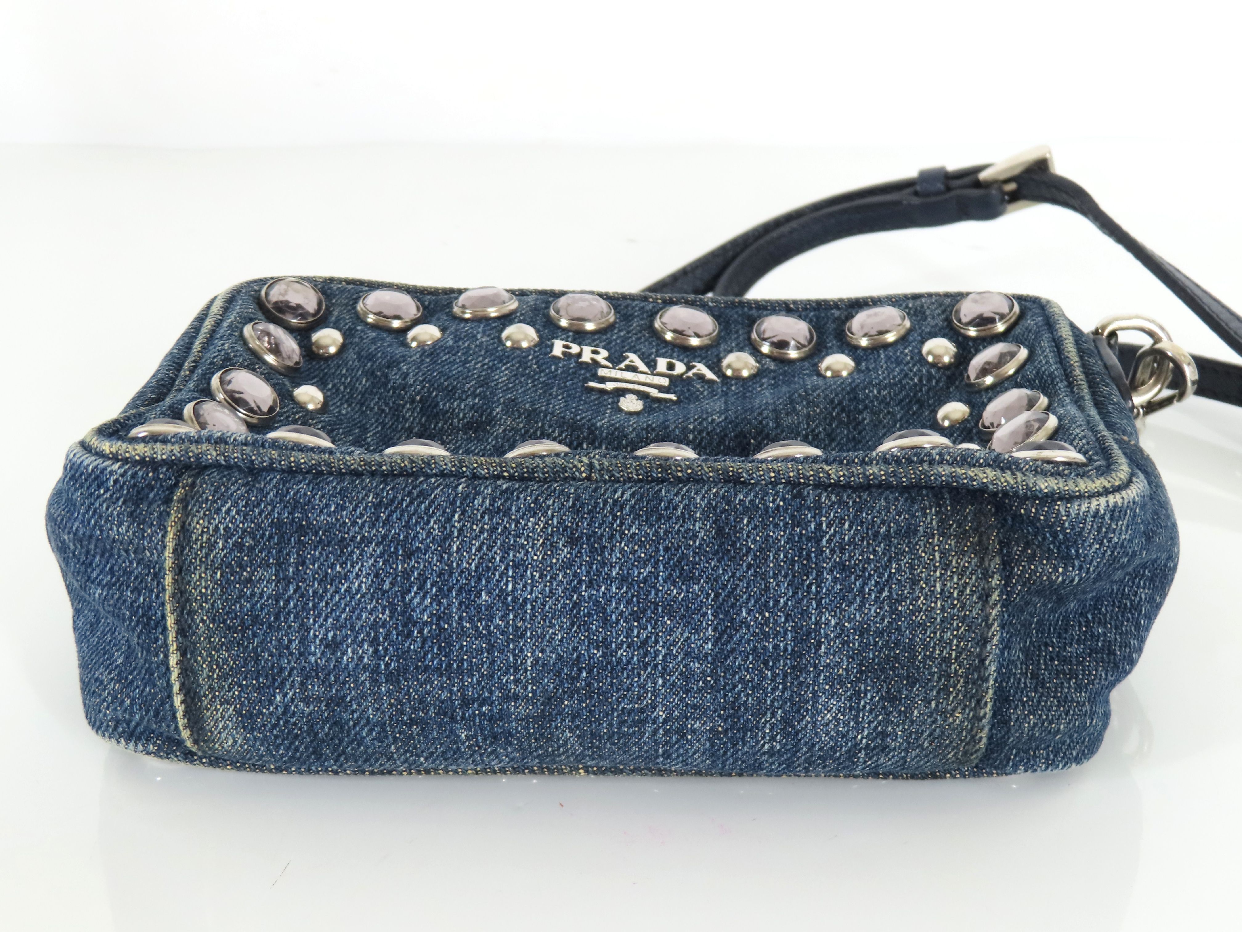 Denim Bejeweled Camera Bag Shoulder Pouch Shoulder Bag — view 7