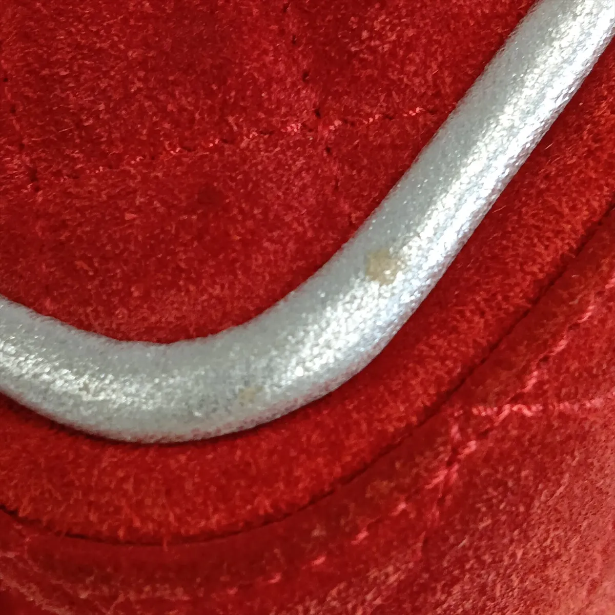 Matelassé 2.55 Suede Double Flap Double Chain Bag, Red, Silver Hardware, A37586, with unclear stamping. — view 14