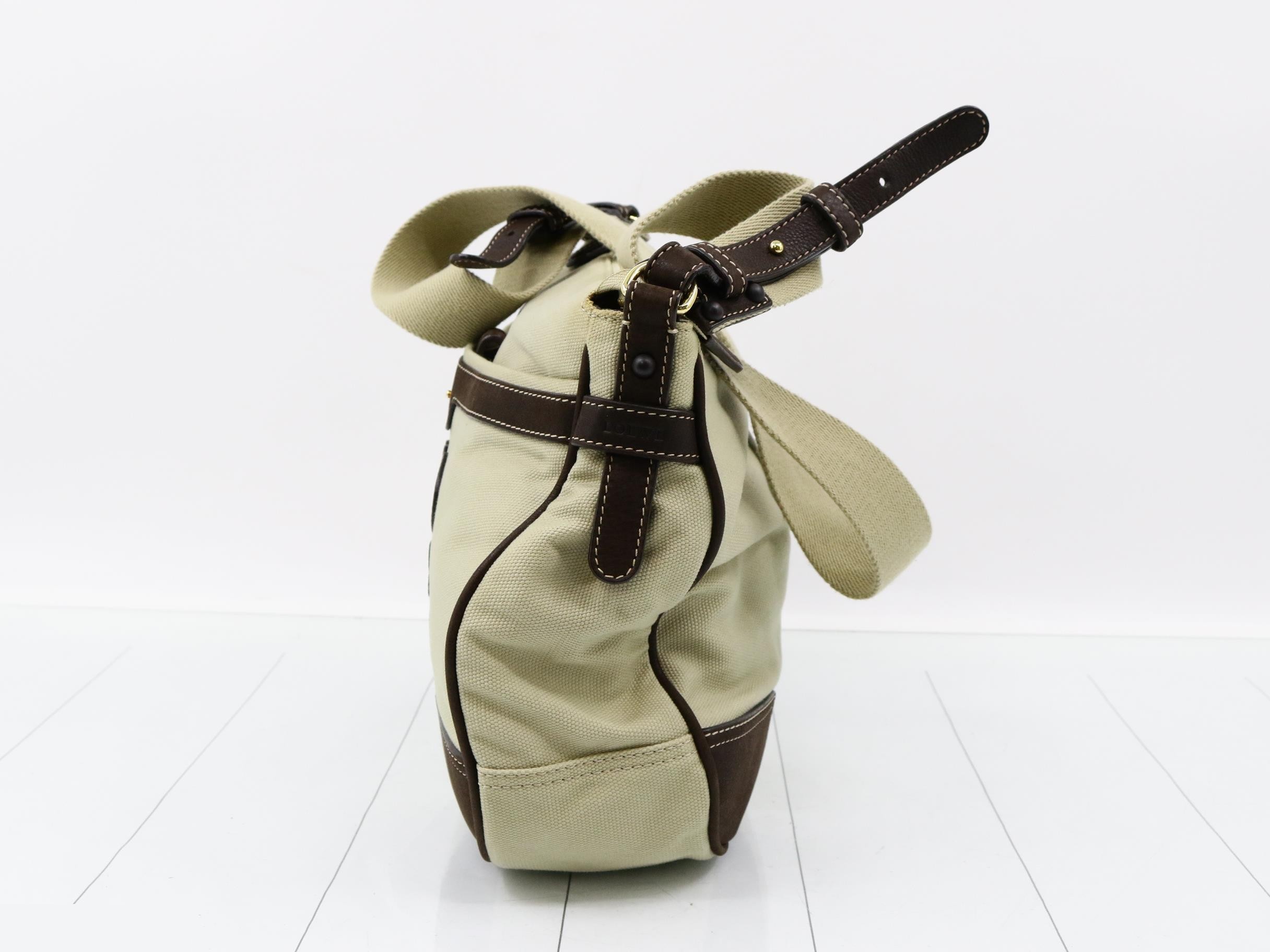 Anagram leather canvas combination shoulder bag — view 3