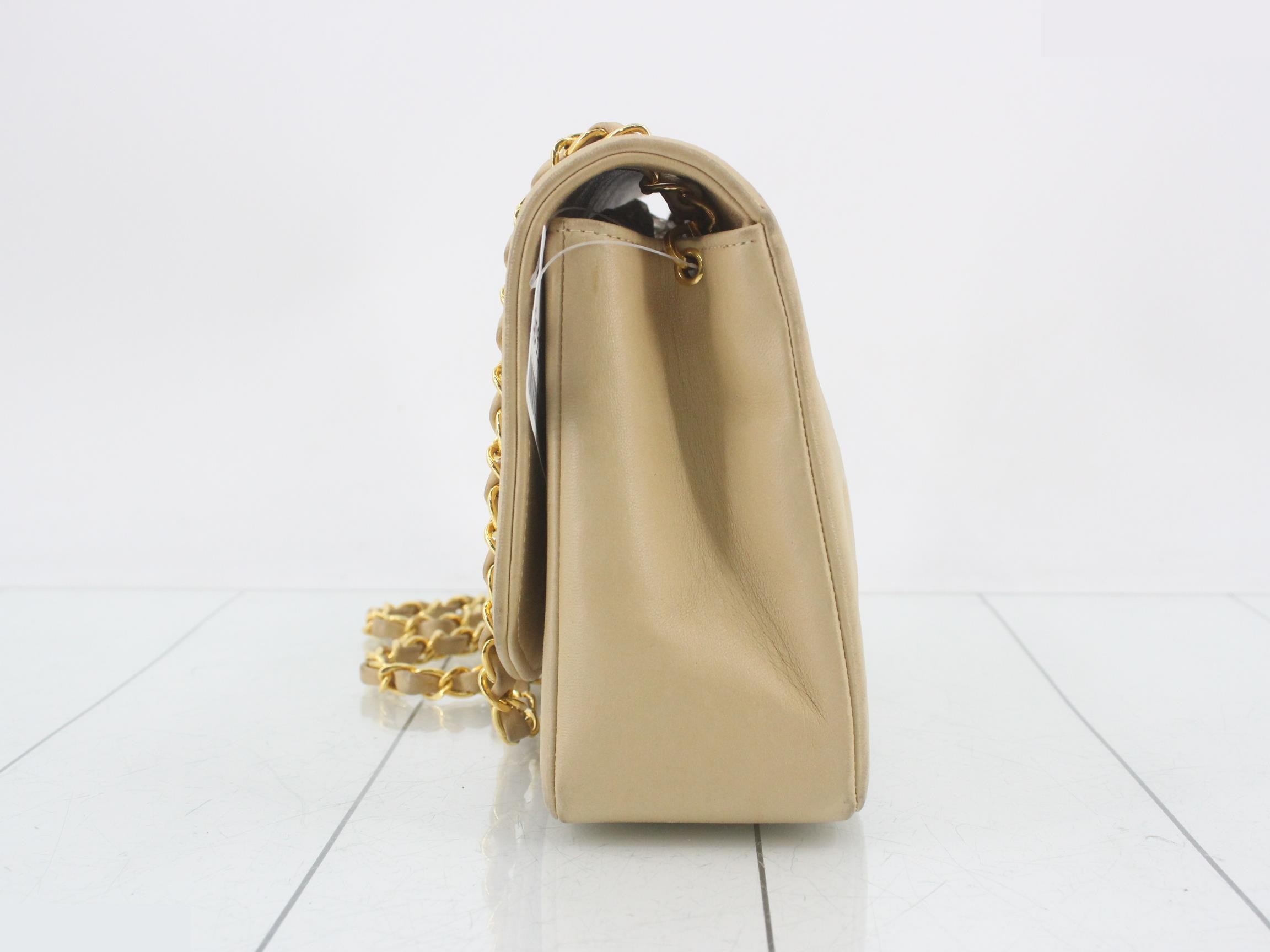 Matelassé Diana 25 Lambskin Chain Shoulder Bag, Beige — view 3