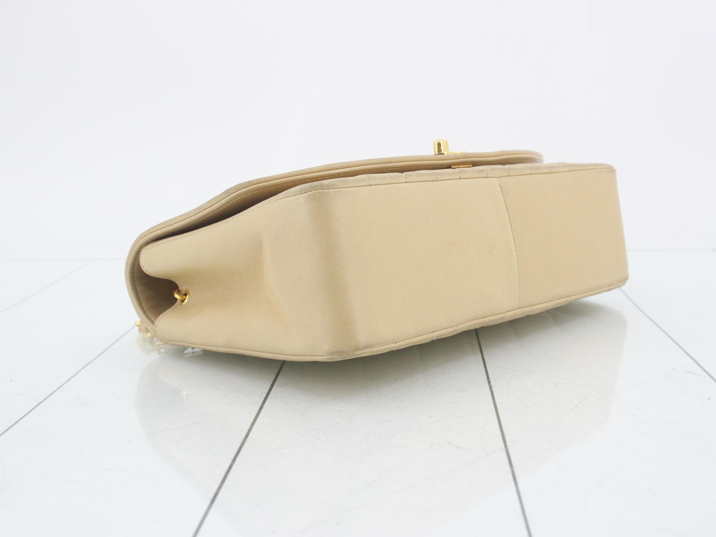 Matelassé Diana 25 Lambskin Chain Shoulder Bag, Beige — view 5